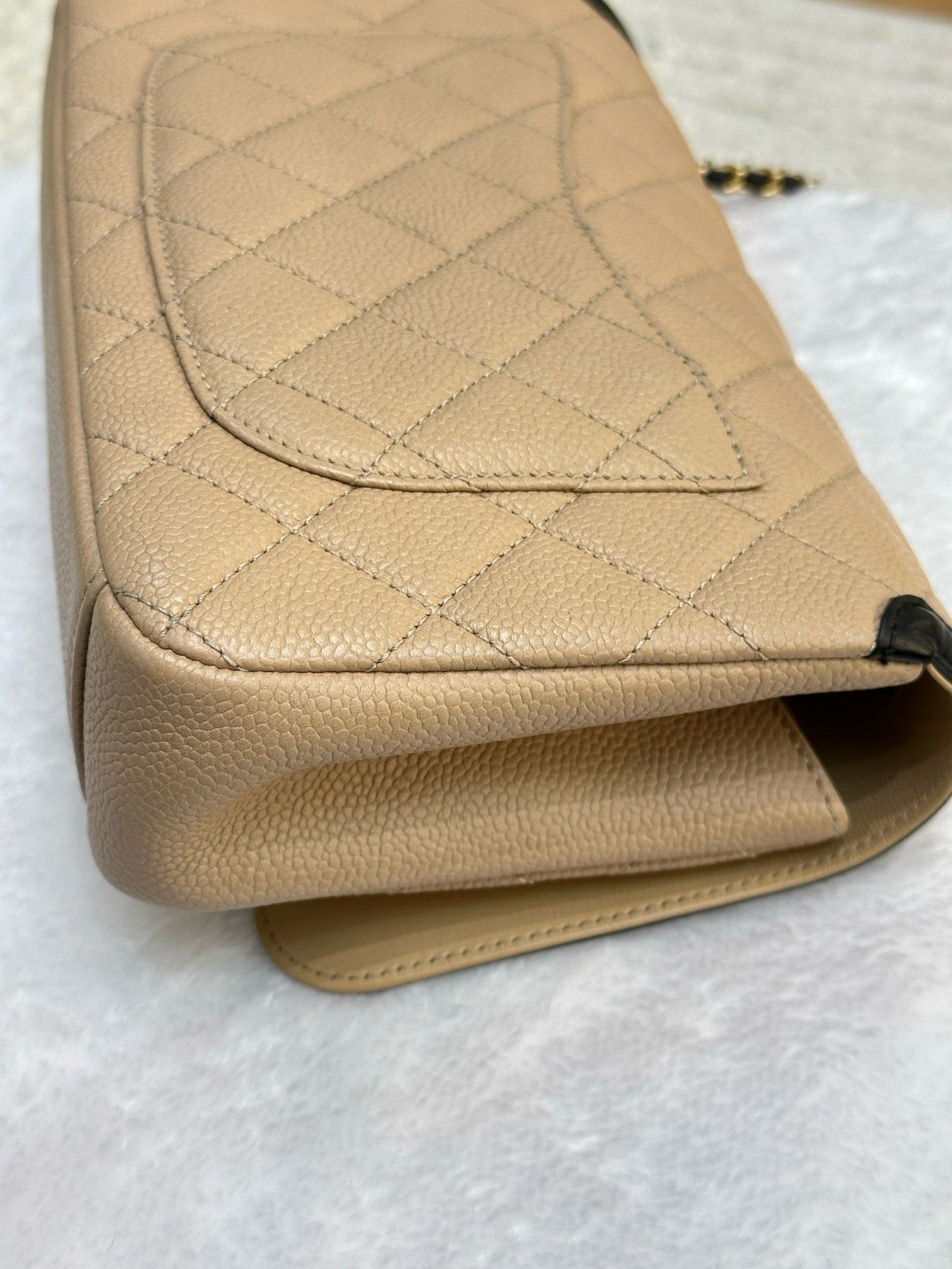 Chanel Small Caviar Quilted CC Filigree Flap Beige Black GHW