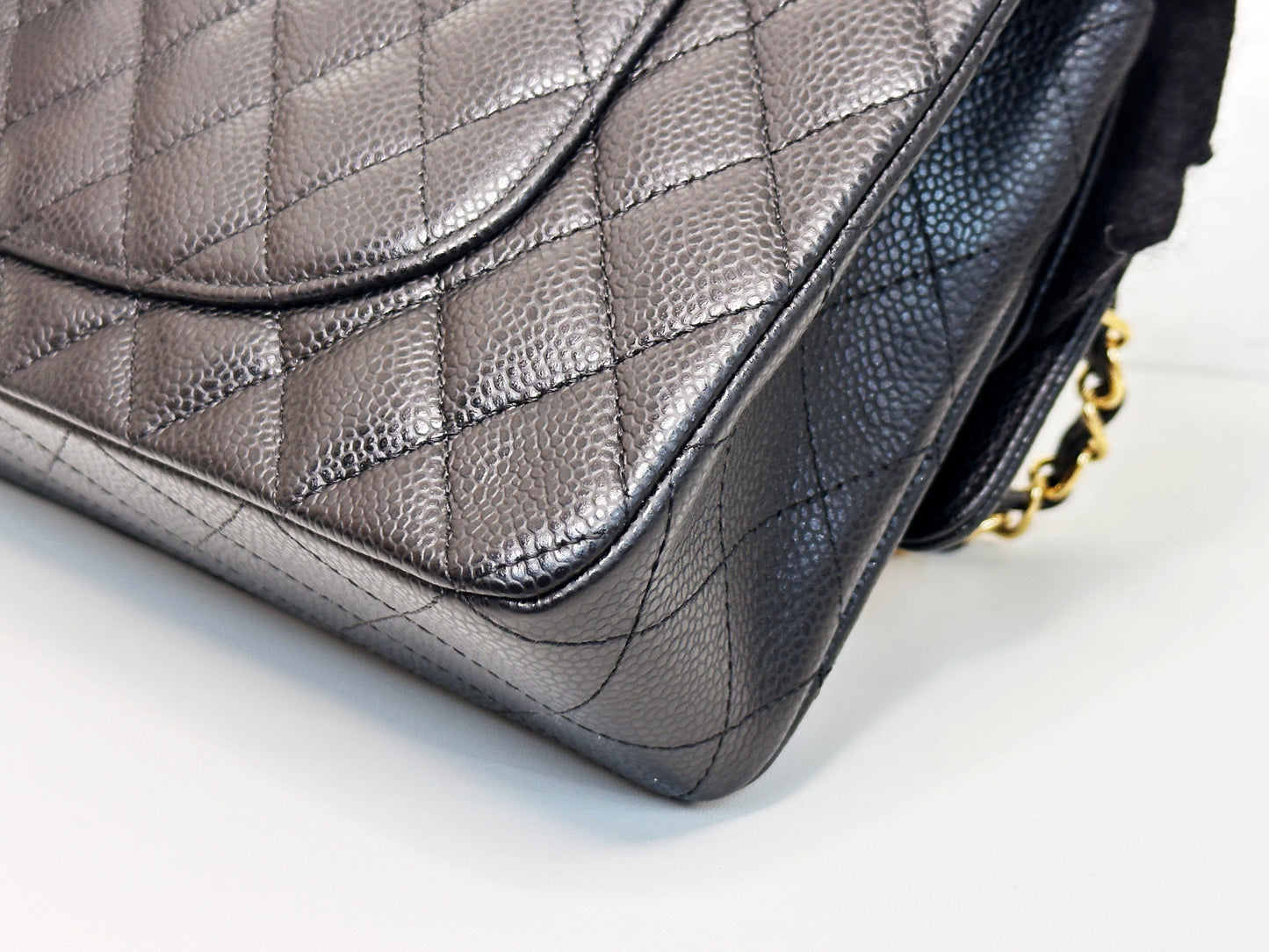 CHANEL Classic Double Flap Medium Shoulder Bag Black Caviar 24k GHW 1125 holo card