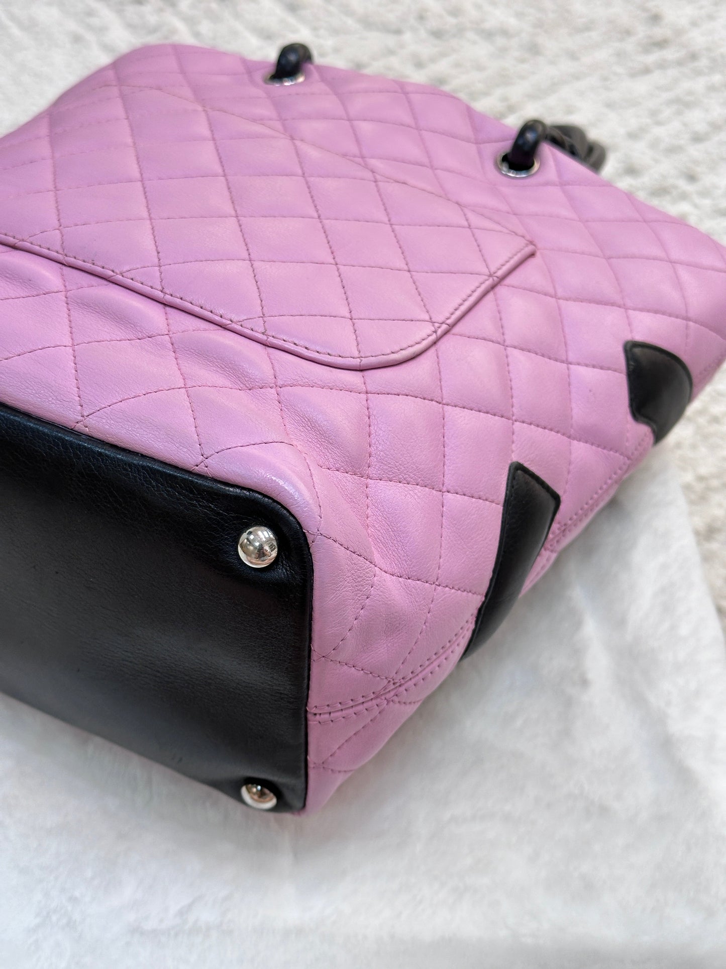 Chanel Medium Calfskin Quilted Cambon Tote Pink Black