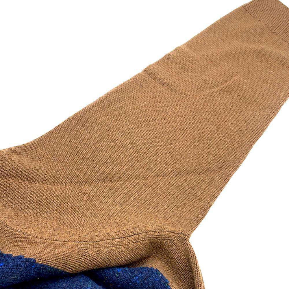 HERMES Knit sweater Size XL Navy/Camel Wool 100%