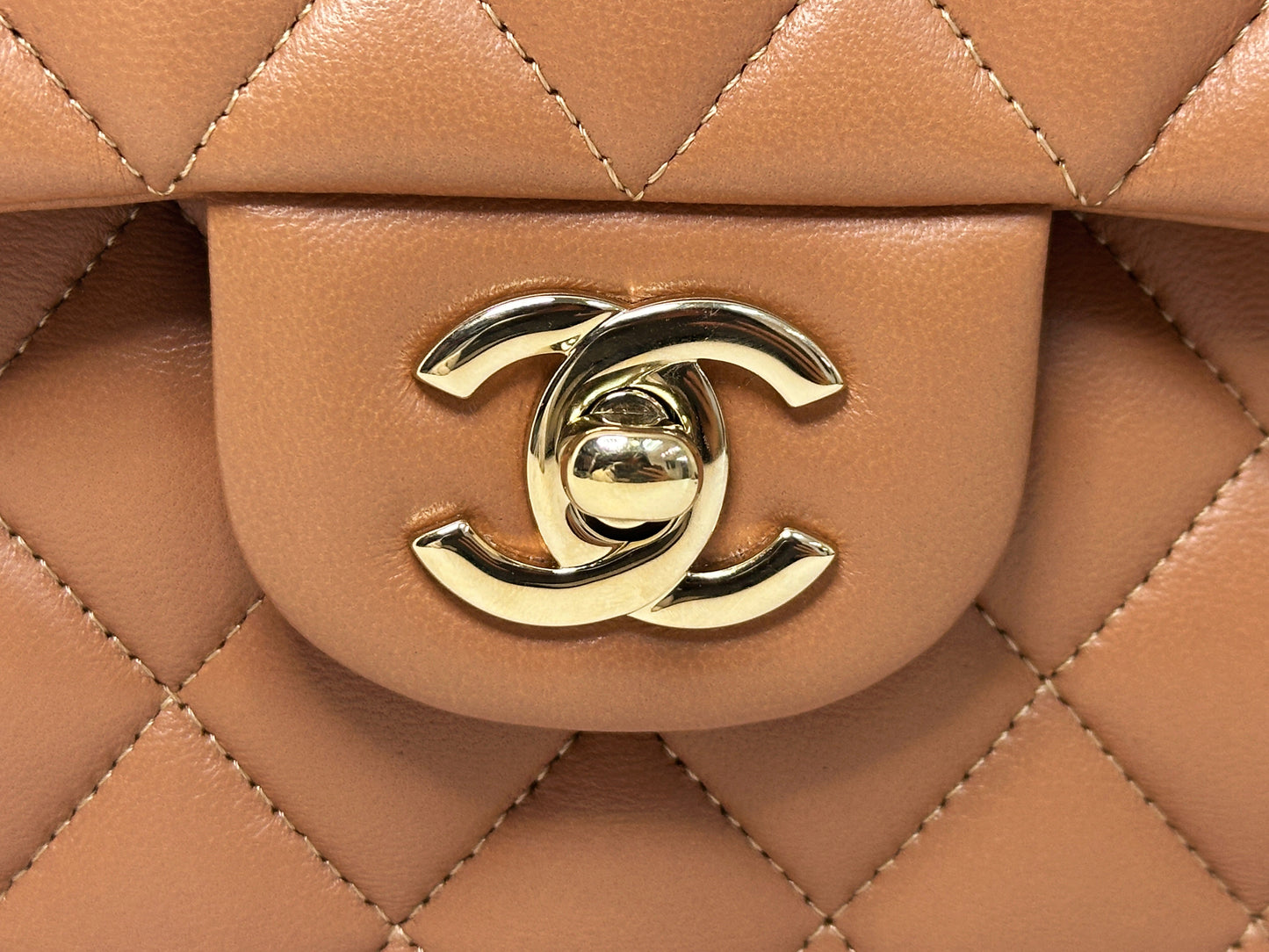 Chanel Small Lambskin Classic Double Flap Bag Dark Beige LGHW