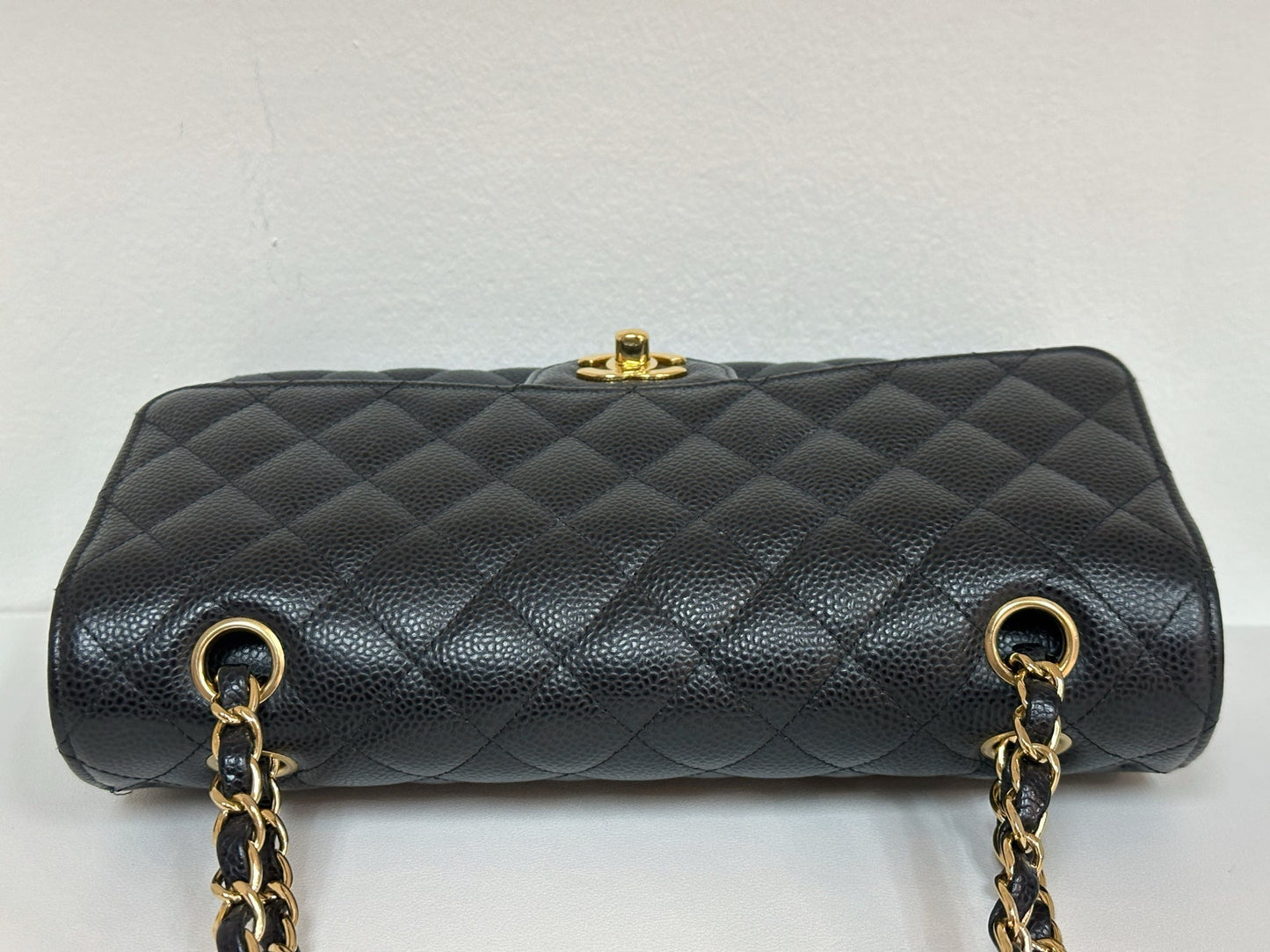 Chanel Medium Size Classic Quilted Caviar Double Flap Bag Black 3022 holo card
