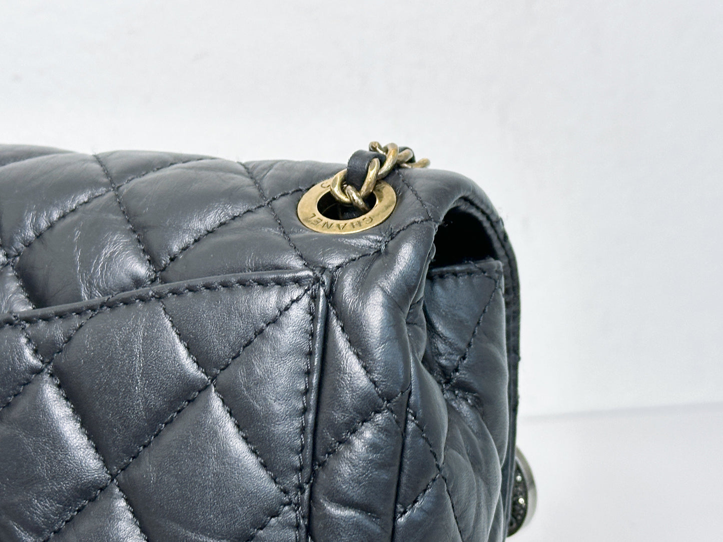 Chanel Mini Limited Edition Aged Calfskin Quilted Medallion Flap Black GHW 2063 holo card