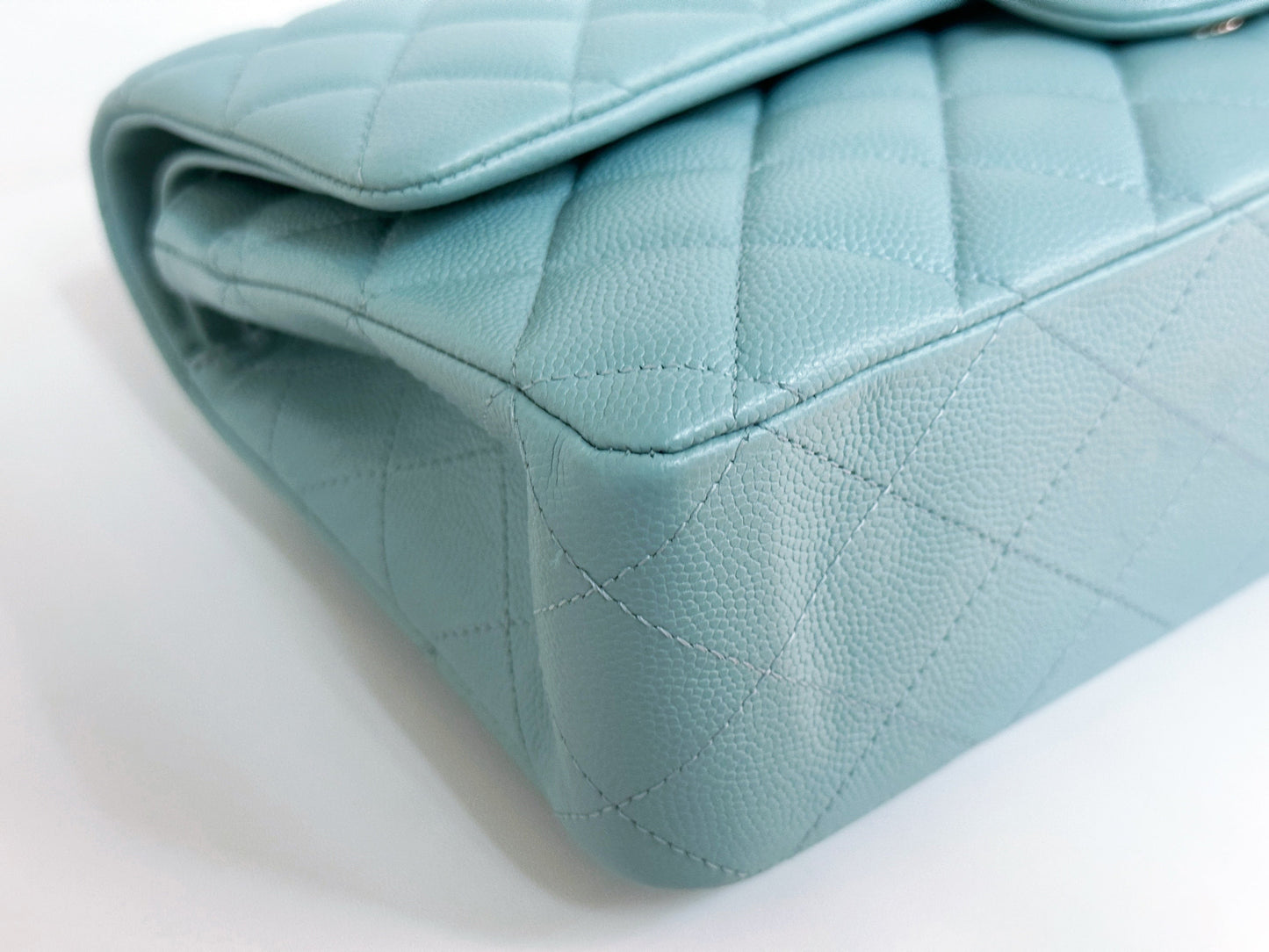 Chanel Classic Flap Medium 20C Tiffany Blue Caviar Light Gold Hardware 2943 holo card