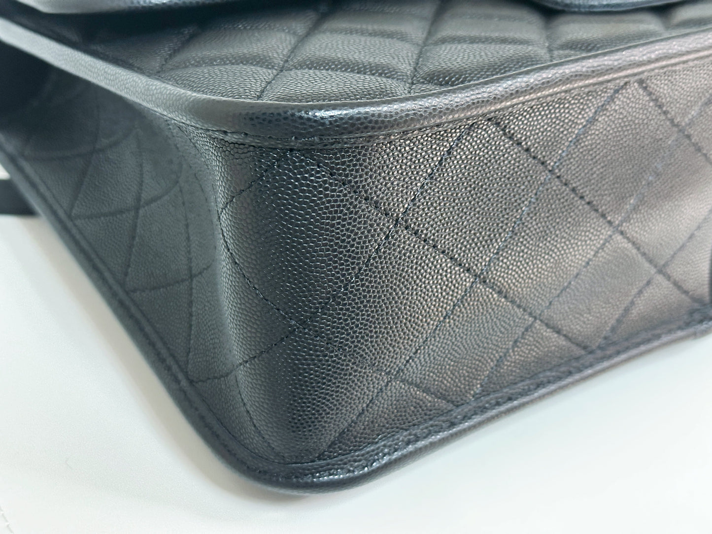 Chanel Caviar Quilted 22k Large School Memory Top Handle Flap Black microchip T076