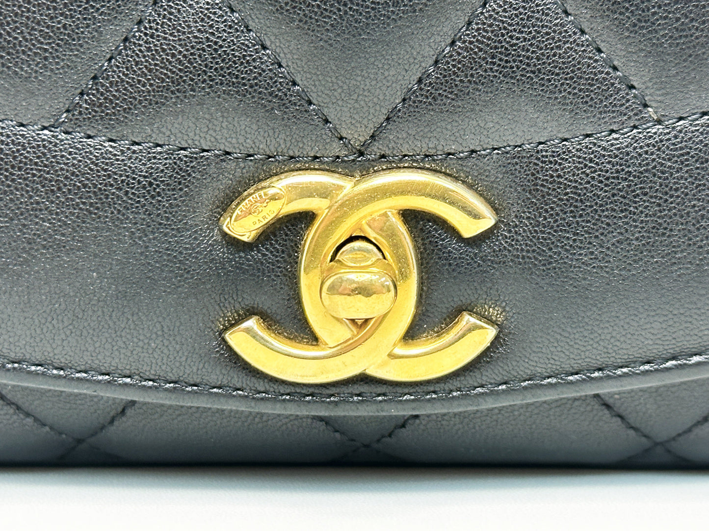 Chanel Small Diana Flap Black Lambskin GHW 2073 holo
