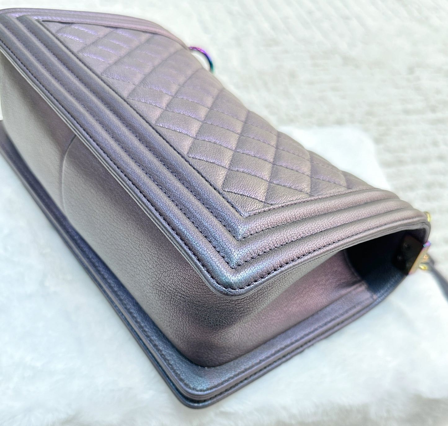 Chanel LeBoy Bag Old Medium Calfskin Purple
