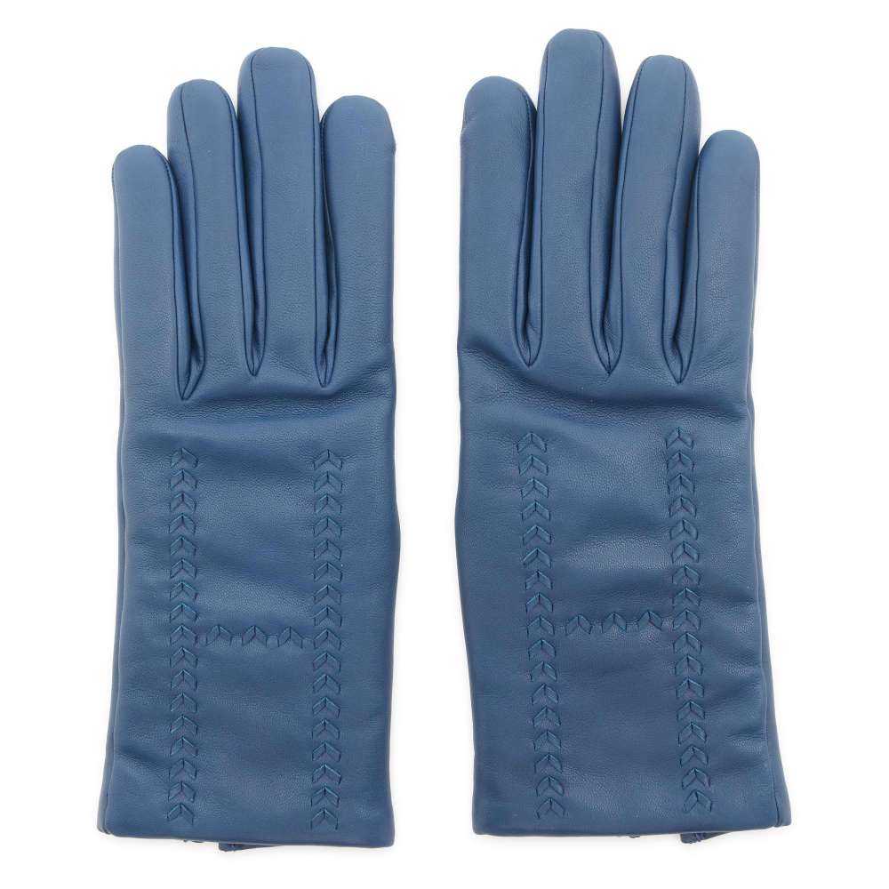 HERMES Glove Size 7 Deep Blue Lambskin