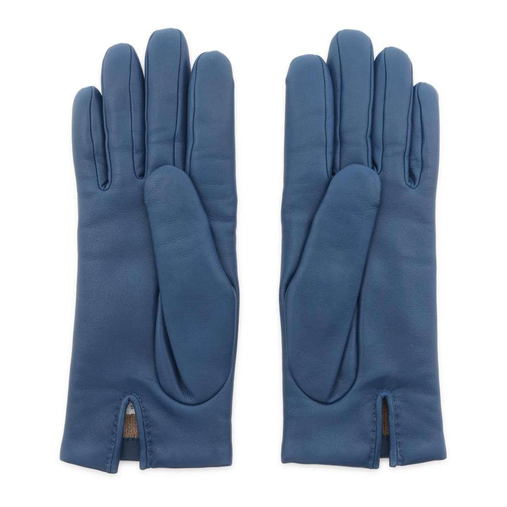 HERMES Glove Size 7 Deep Blue Lambskin