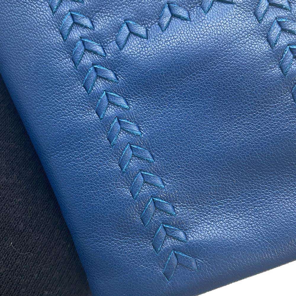 HERMES Glove Size 7 Deep Blue Lambskin