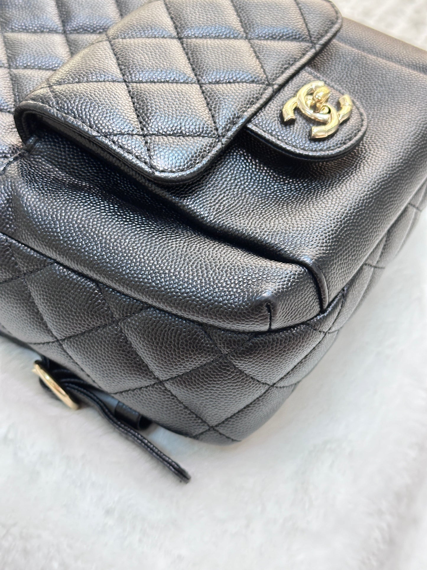 Chanel CC Day Backpack Quilted Caviar Mini