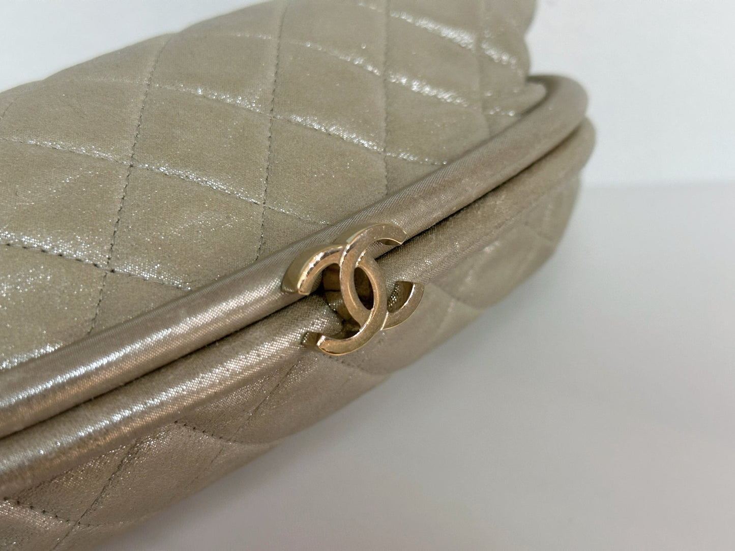 Chanel Timeless Clutch Bag shinny gold beige colour