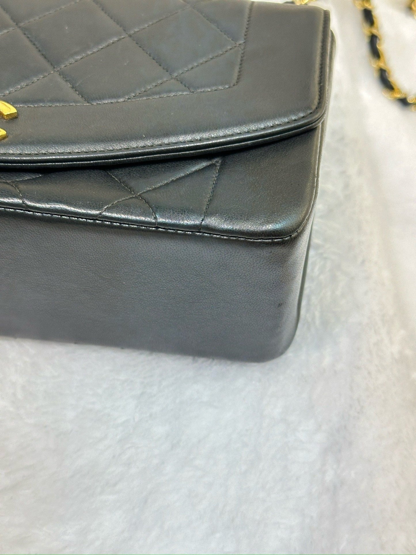 Chanel Small Vintage Diana Lambskin Should Flap Bag Black GHW 2 Holo