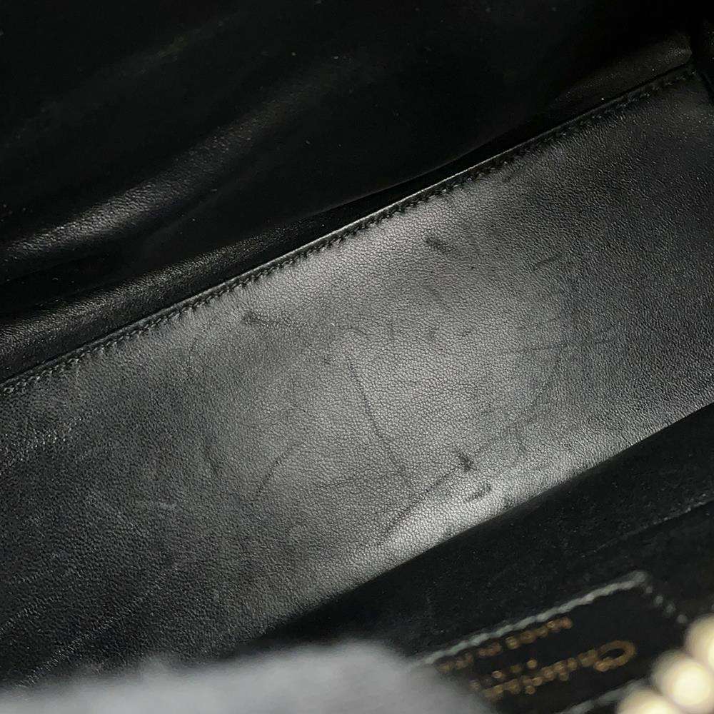 Dior Lady Dior Handbags Black Leather Tweed Size Medium