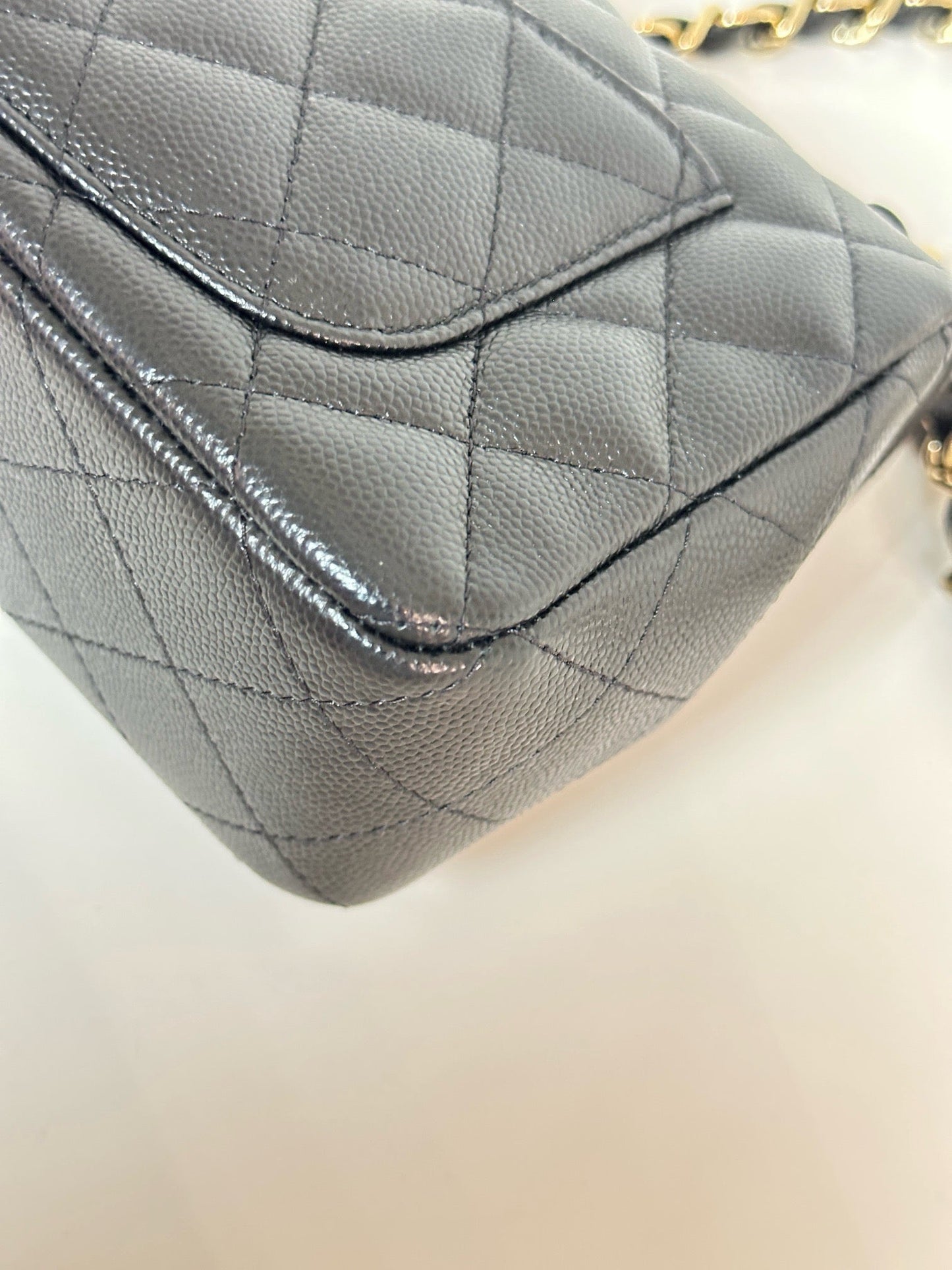 Chanel Mini Rectangular Classic Flap Black Bag 17B GHW 2445 holo card