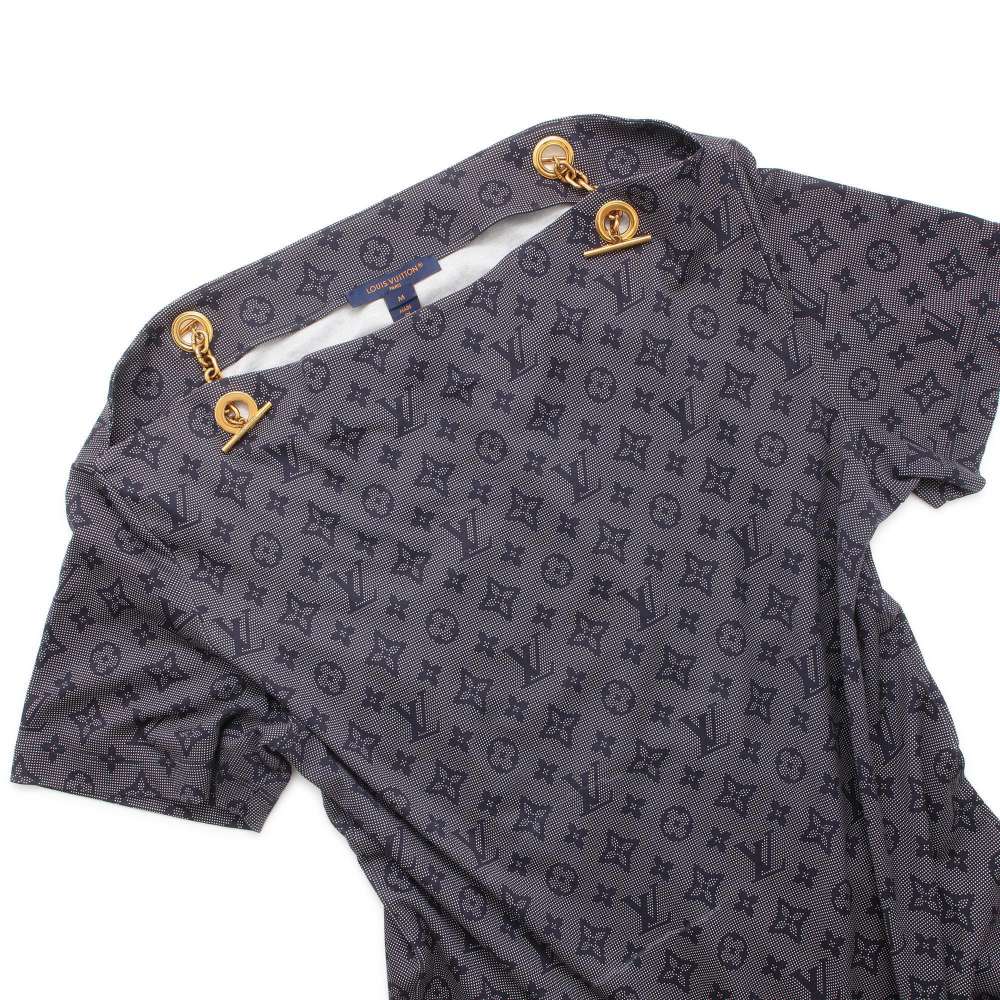 LOUIS VUITTON Monogram Mahina ChainShoulder TShirt Size M Navy1ABCC8 Cotton100%