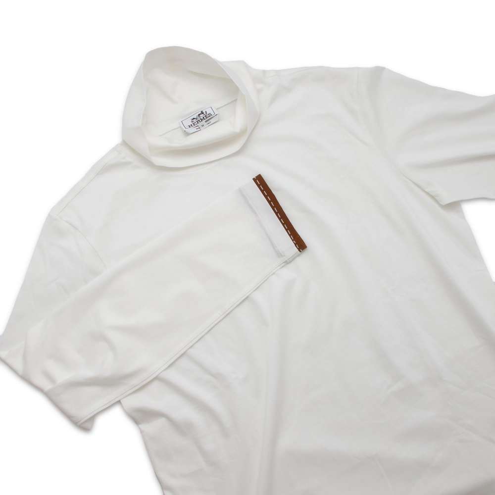 HERMES Turtleneck Long Sleeve Size M White Cotton100%