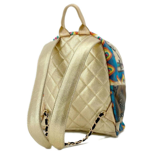 CHANEL CC Logo Graffiti Backpack Gold/Multicolor AS0867 Canvas Leather