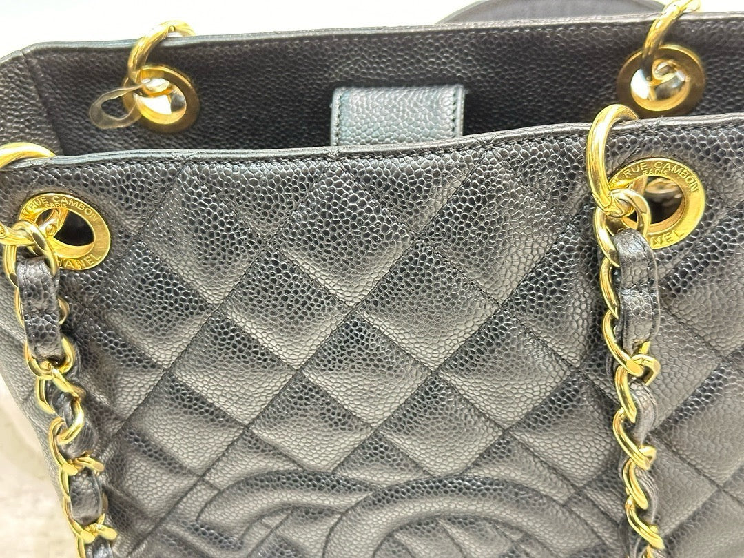 Chanel Caviar Quilted Petit Shopping Tote PST Black