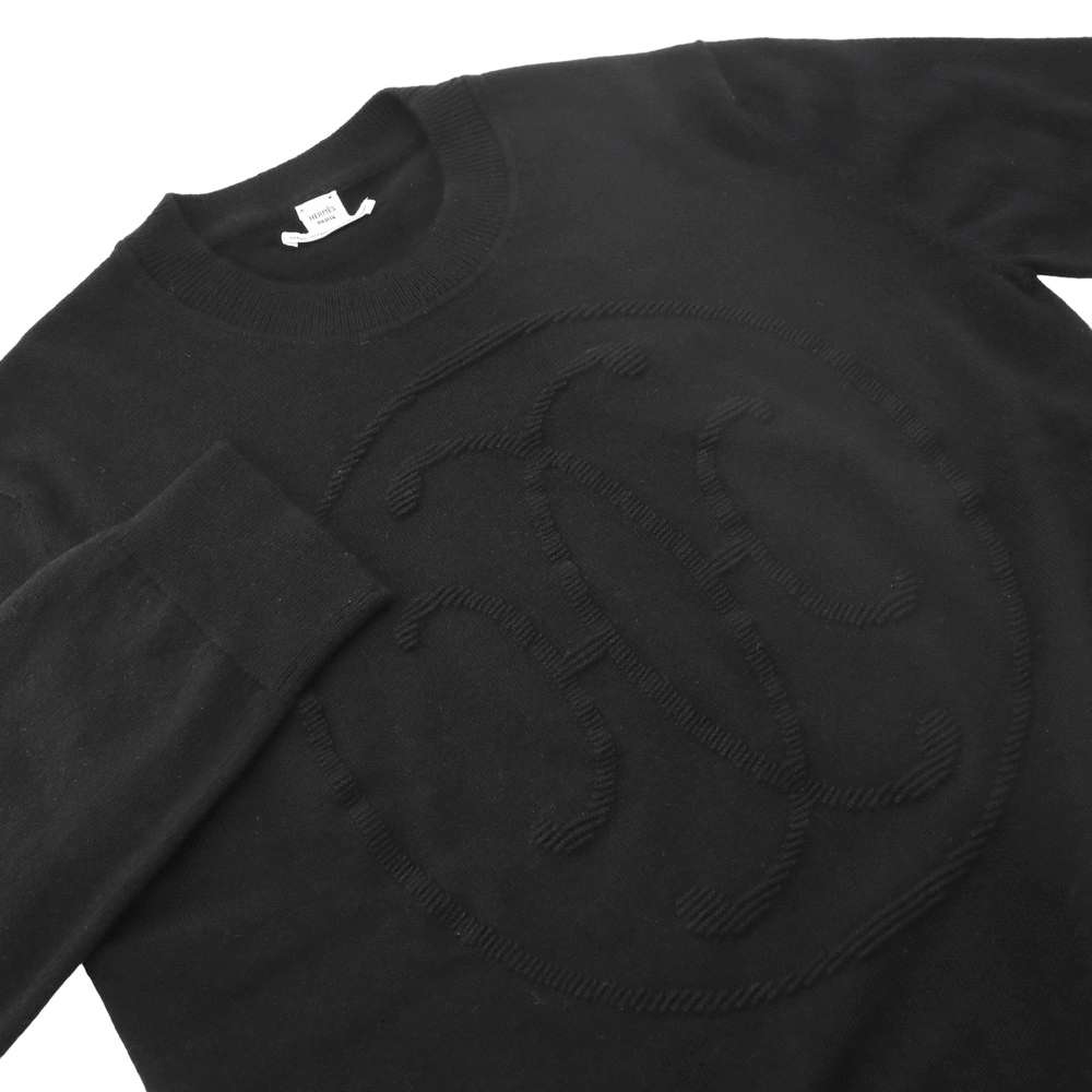 HERMES H-Lift Long Sleeve Sweater Size Chronomat 44 Black Cashmere