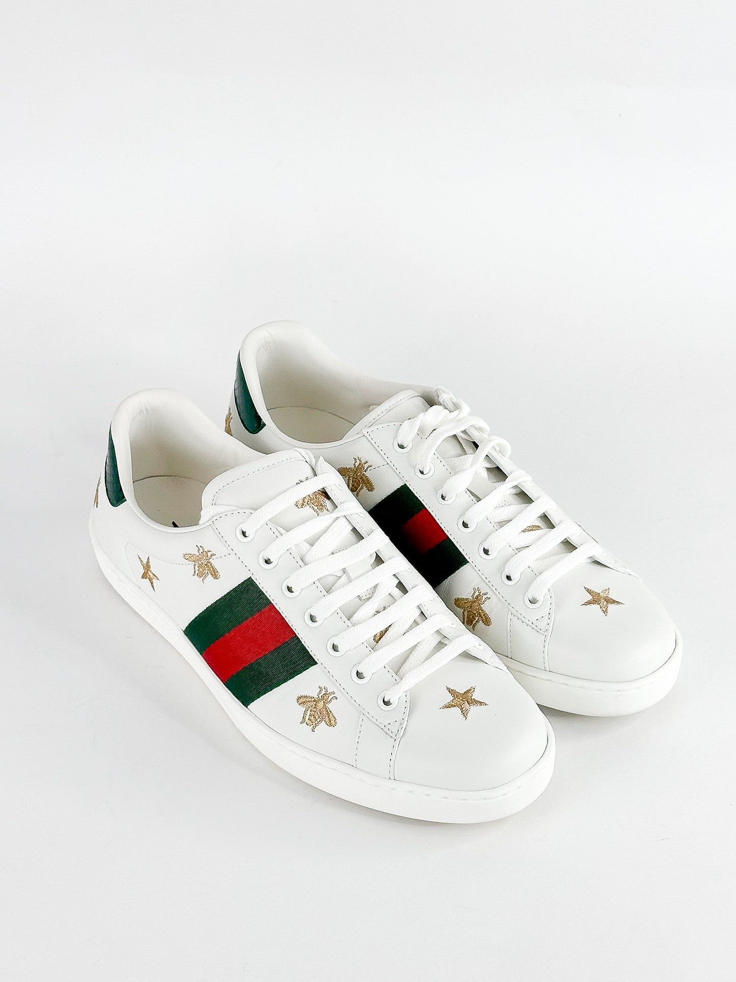 Gucci White Bee & Star New Ace Sneakers Size Mens 8.5 / Womens 10.5-11