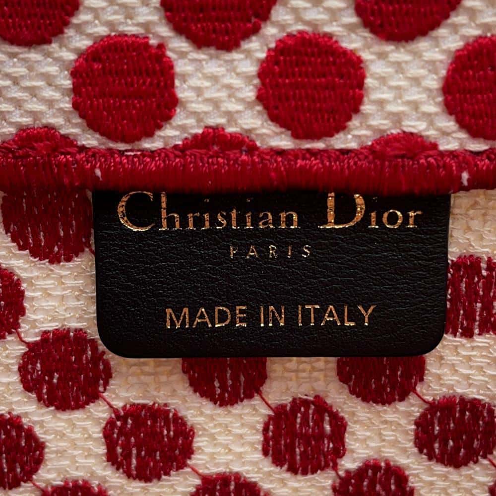 Dior Book Tote Polkadot Red/White/Black Canvas Size Medium