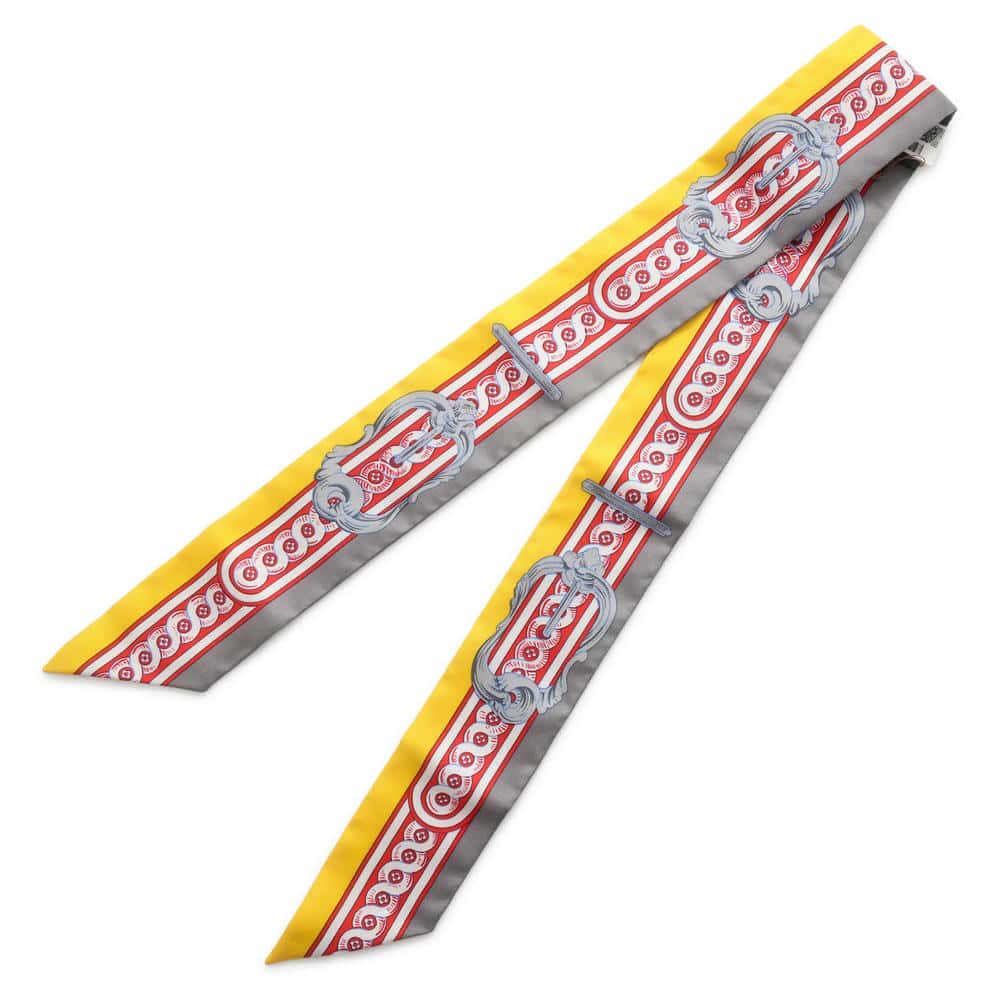 HERMES Twilly Brid de Cool Gris/Jaune Vif/RougeH061517S Silk100%