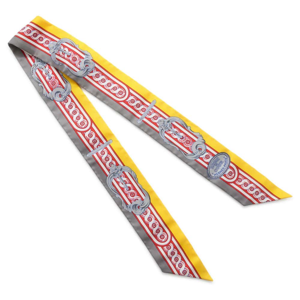HERMES Twilly Brid de Cool Gris/Jaune Vif/RougeH061517S Silk100%