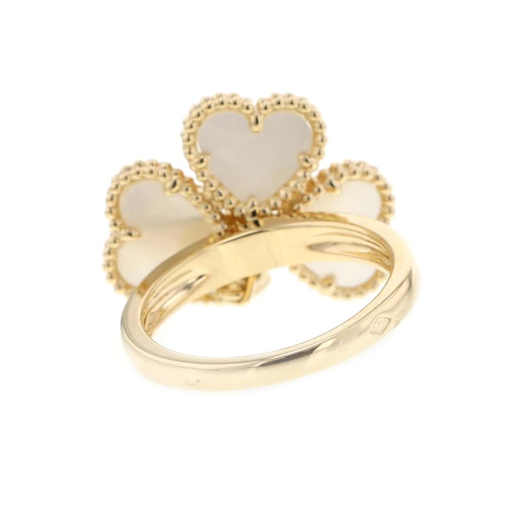 Van Cleef & Arpels Sweet Alhambra Heart F Yearage Ring Size 48/#8VCARN5P348/VCARN5P300 18K Yellow Gold