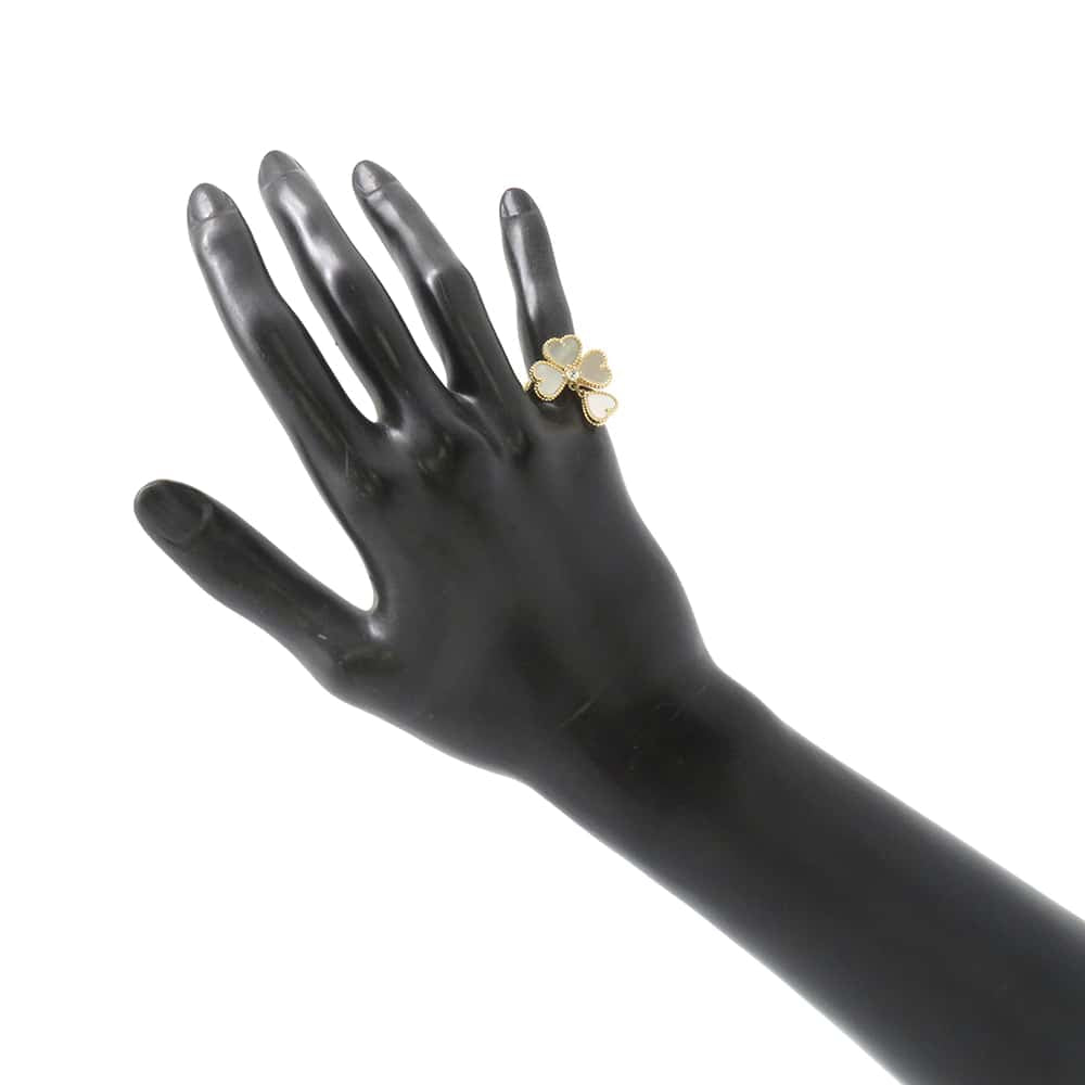 Van Cleef & Arpels Sweet Alhambra Heart F Yearage Ring Size 48/#8VCARN5P348/VCARN5P300 18K Yellow Gold