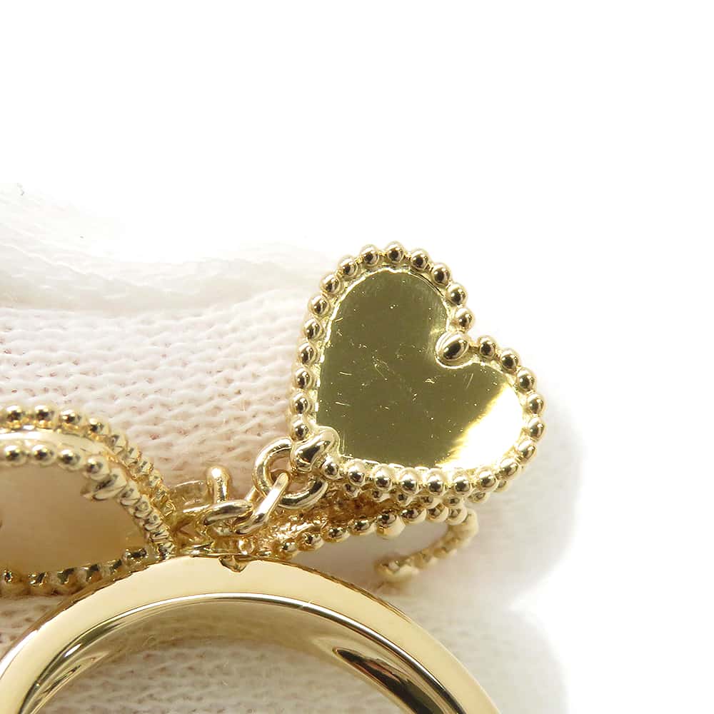 Van Cleef & Arpels Sweet Alhambra Heart F Yearage Ring Size 48/#8VCARN5P348/VCARN5P300 18K Yellow Gold