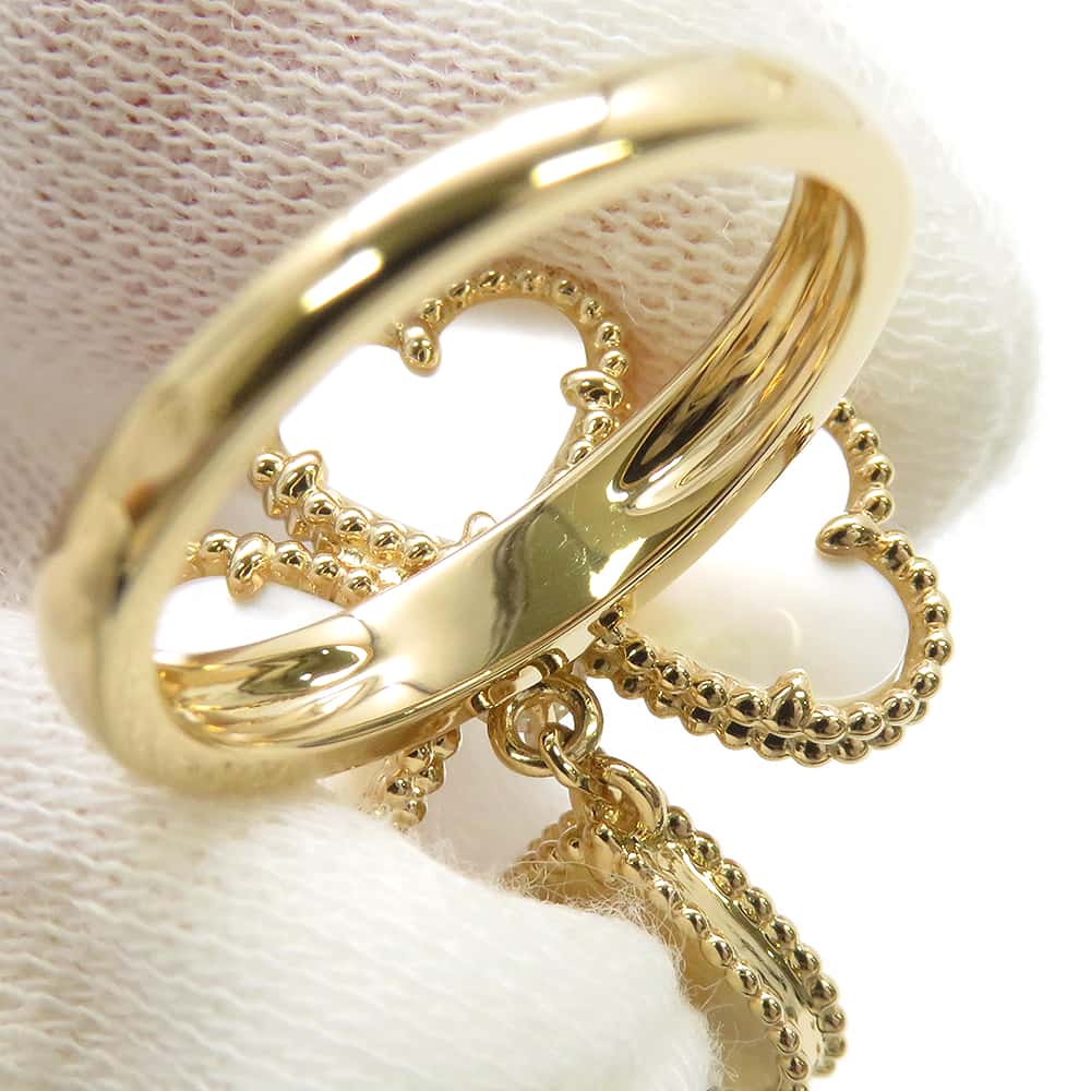 Van Cleef & Arpels Sweet Alhambra Heart F Yearage Ring Size 48/#8VCARN5P348/VCARN5P300 18K Yellow Gold