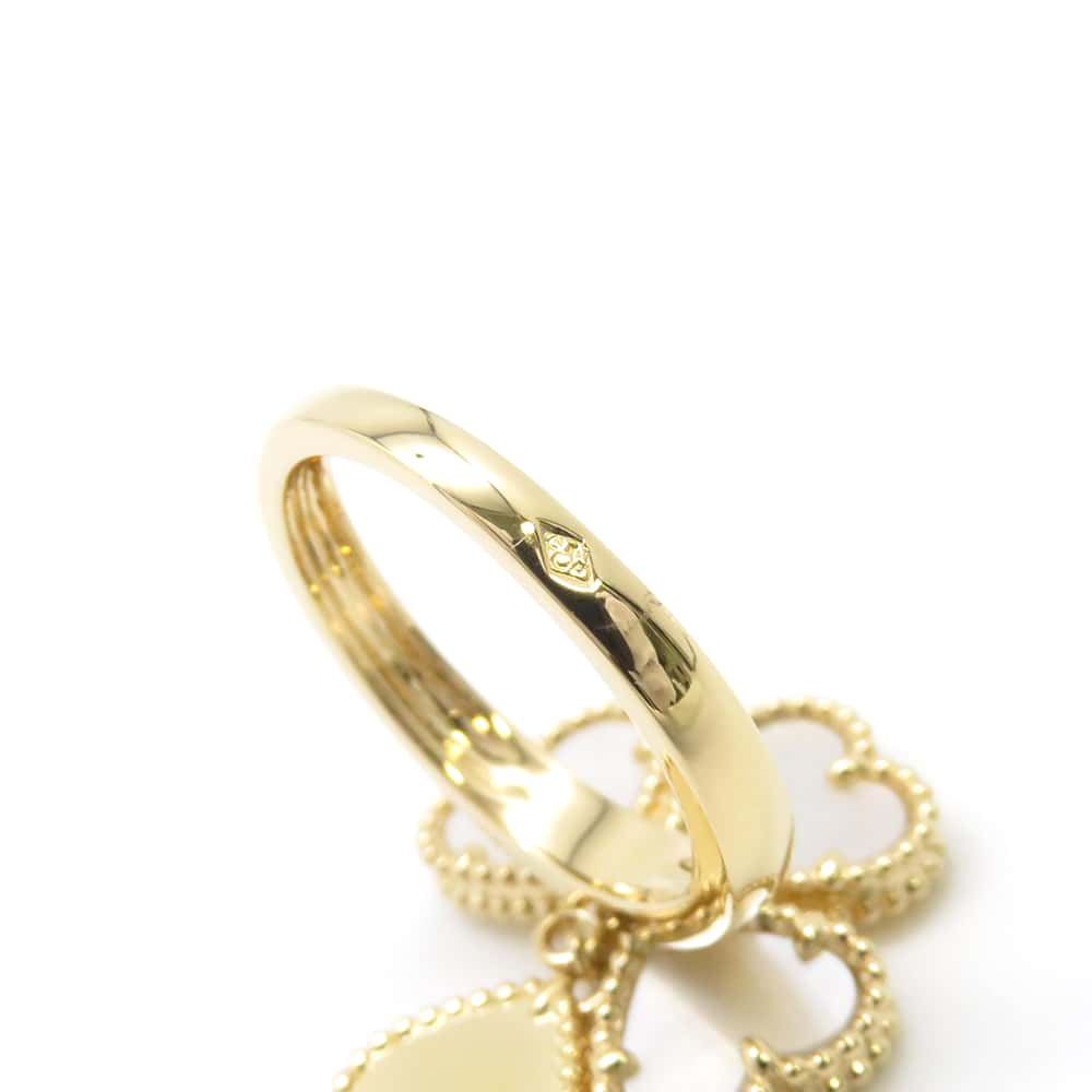 Van Cleef & Arpels Sweet Alhambra Heart F Yearage Ring Size 48/#8VCARN5P348/VCARN5P300 18K Yellow Gold