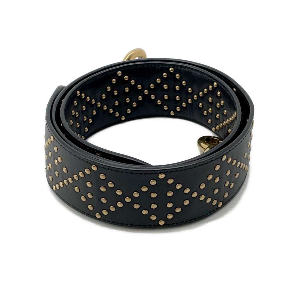 Dior Lady Dior Studded 2WAY Handbag Black Leather