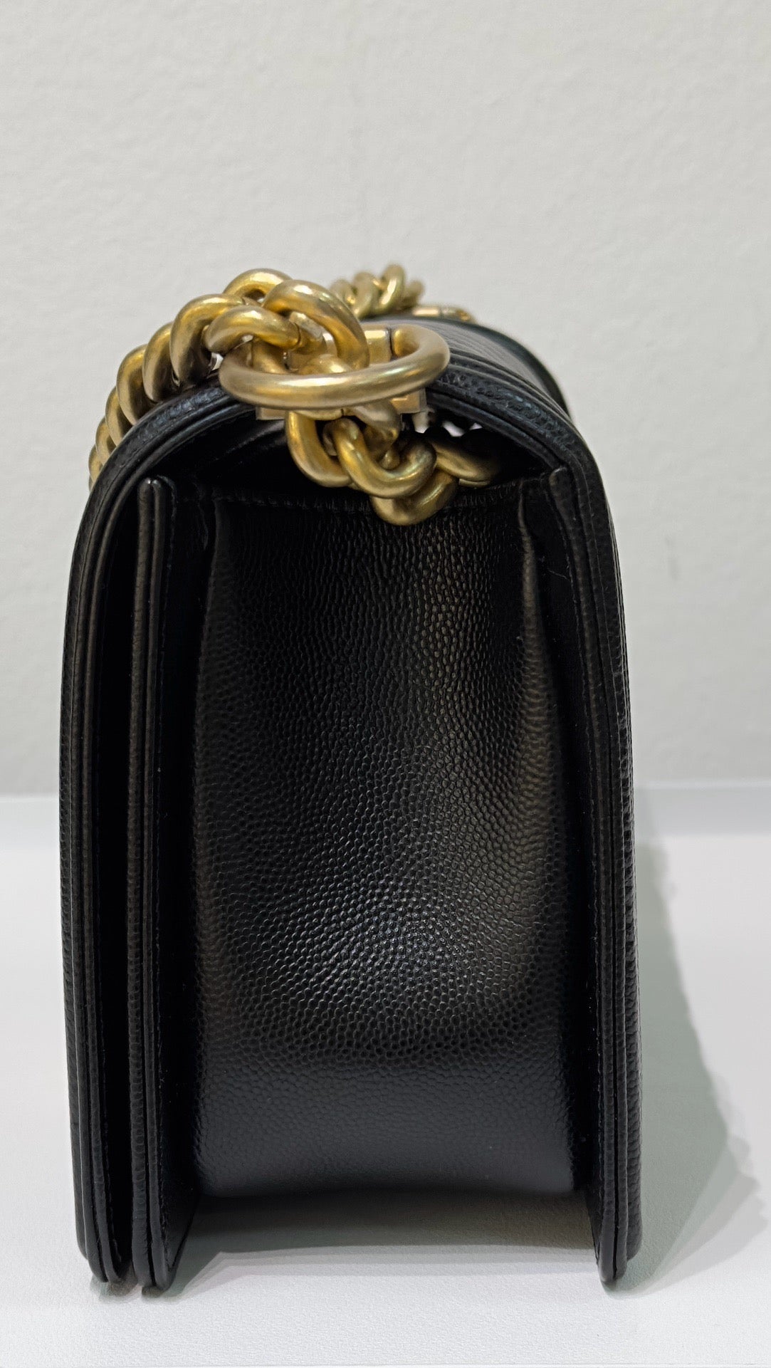 Chanel Medium Caviar LeBoy Bag Black GHW 27 holo card
