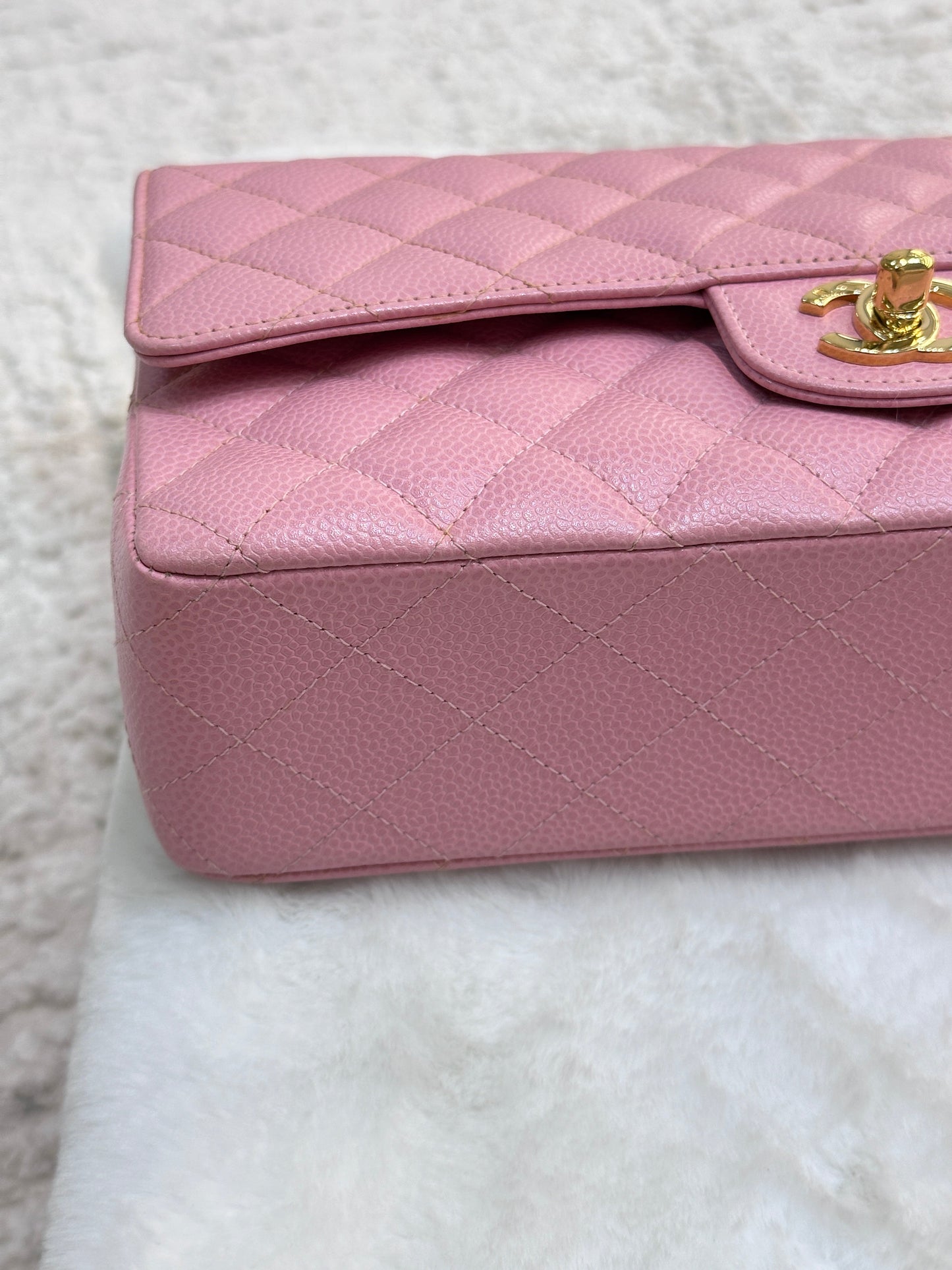 Chanel Medium Vintage Sakura Pink Caviar Classic Double Flap Bag 24K GHW