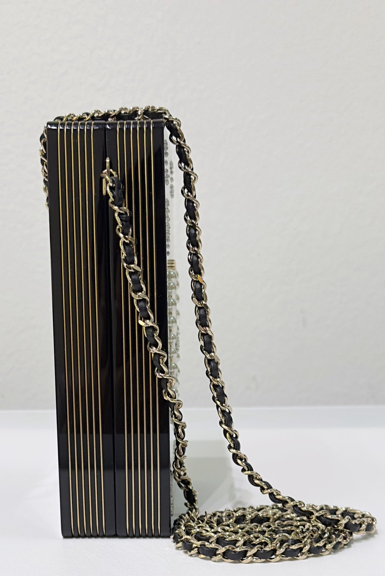Chanel Plexiglass Pearl Playing Card Casino Minaudiere Clutch Black GHW