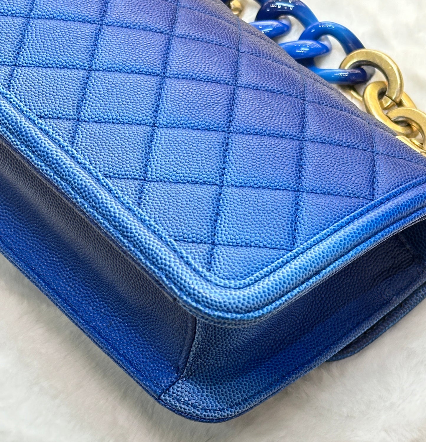 CHANEL Caviar Quilted Small Sunset On The Sea Flap Blue
