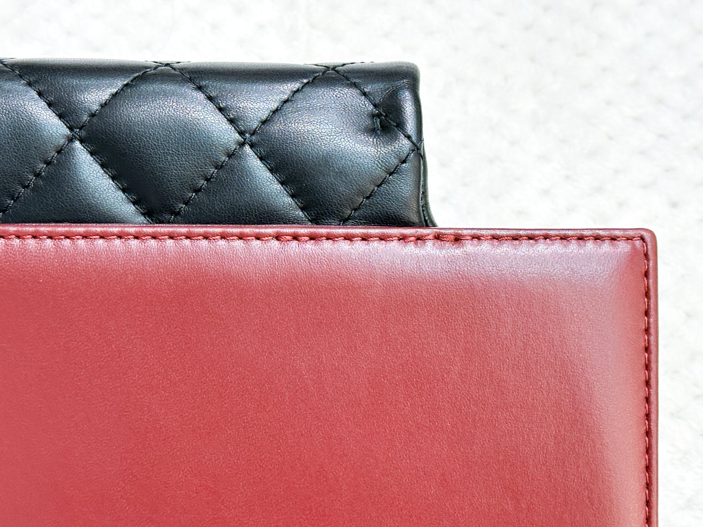 Chanel Pre-owned Classic Flap Gabrielle Brasserie Menu Clutch Burgundy and Black Lambskin Antique GHW 2163 holo card
