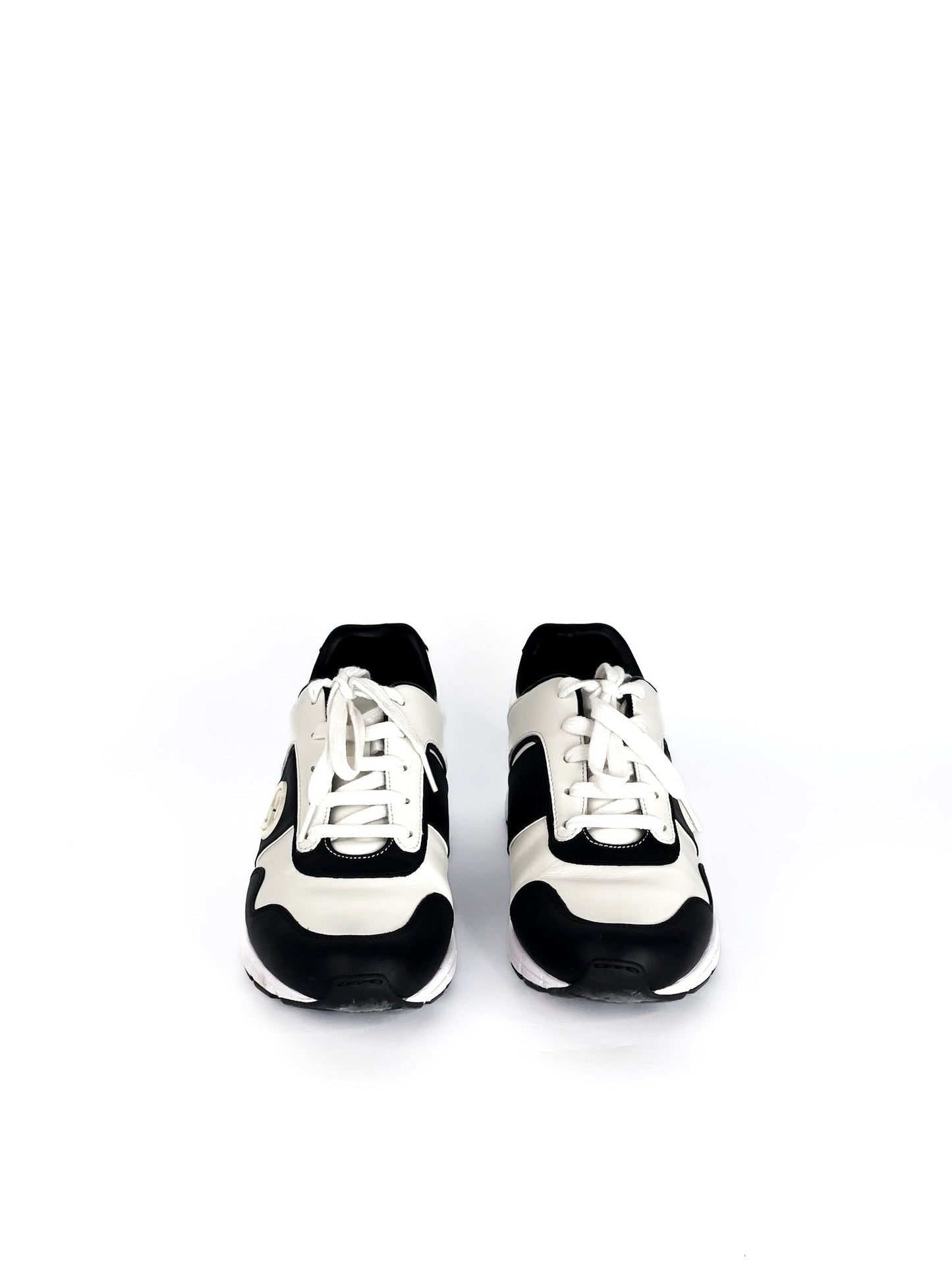 Gucci Calfskin Interlocking G Sneakers Black White Size 39
