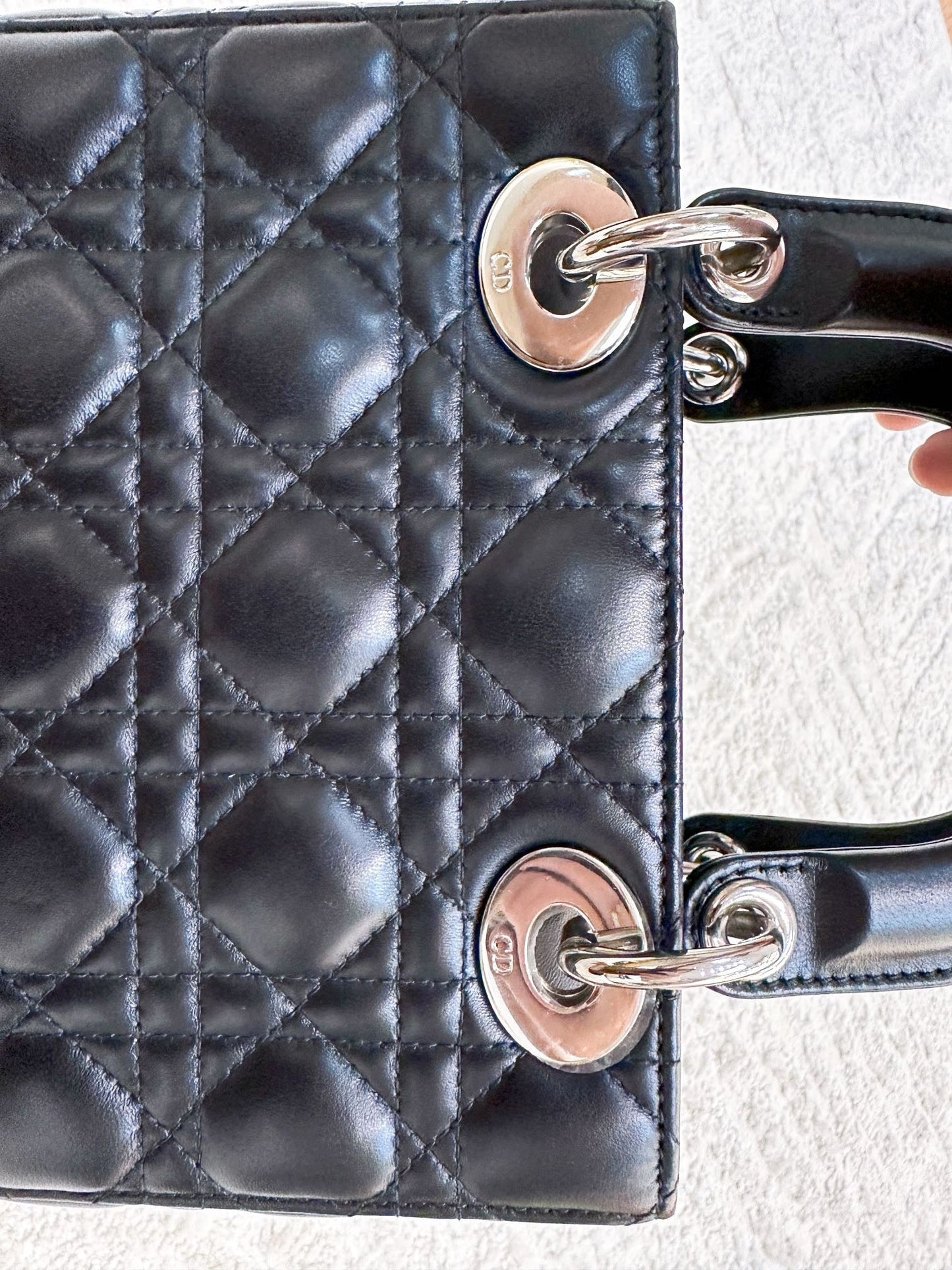 CHRISTIAN DIOR Lambskin Cannage Small My ABCDior Lady Dior Black SHW