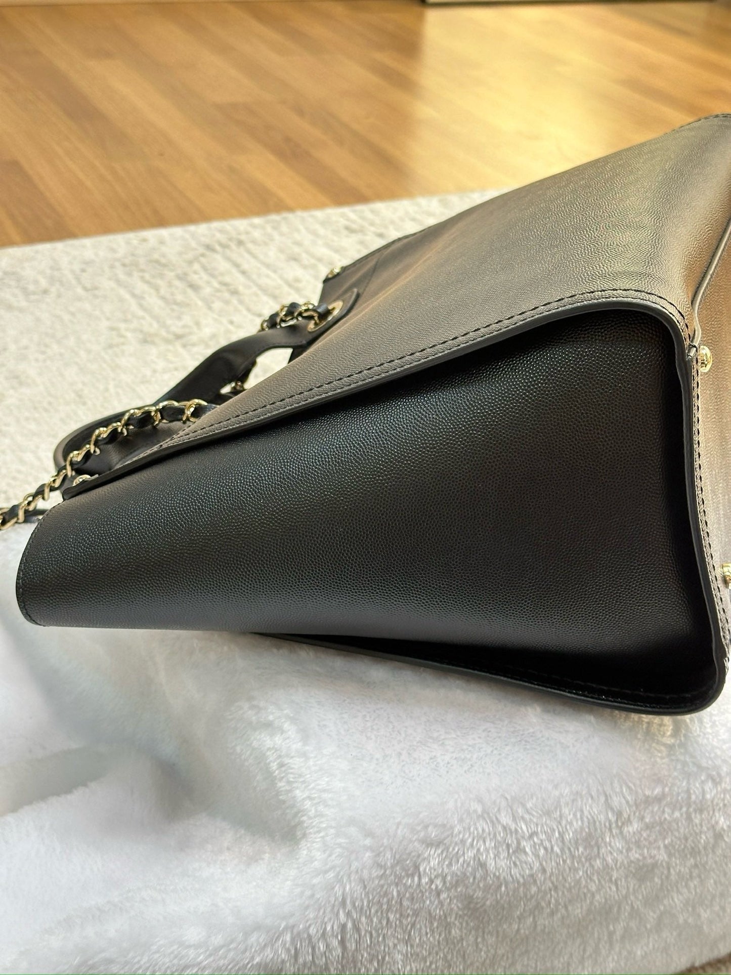 Chanel Small Deauville Caviar Tote Studded Black
