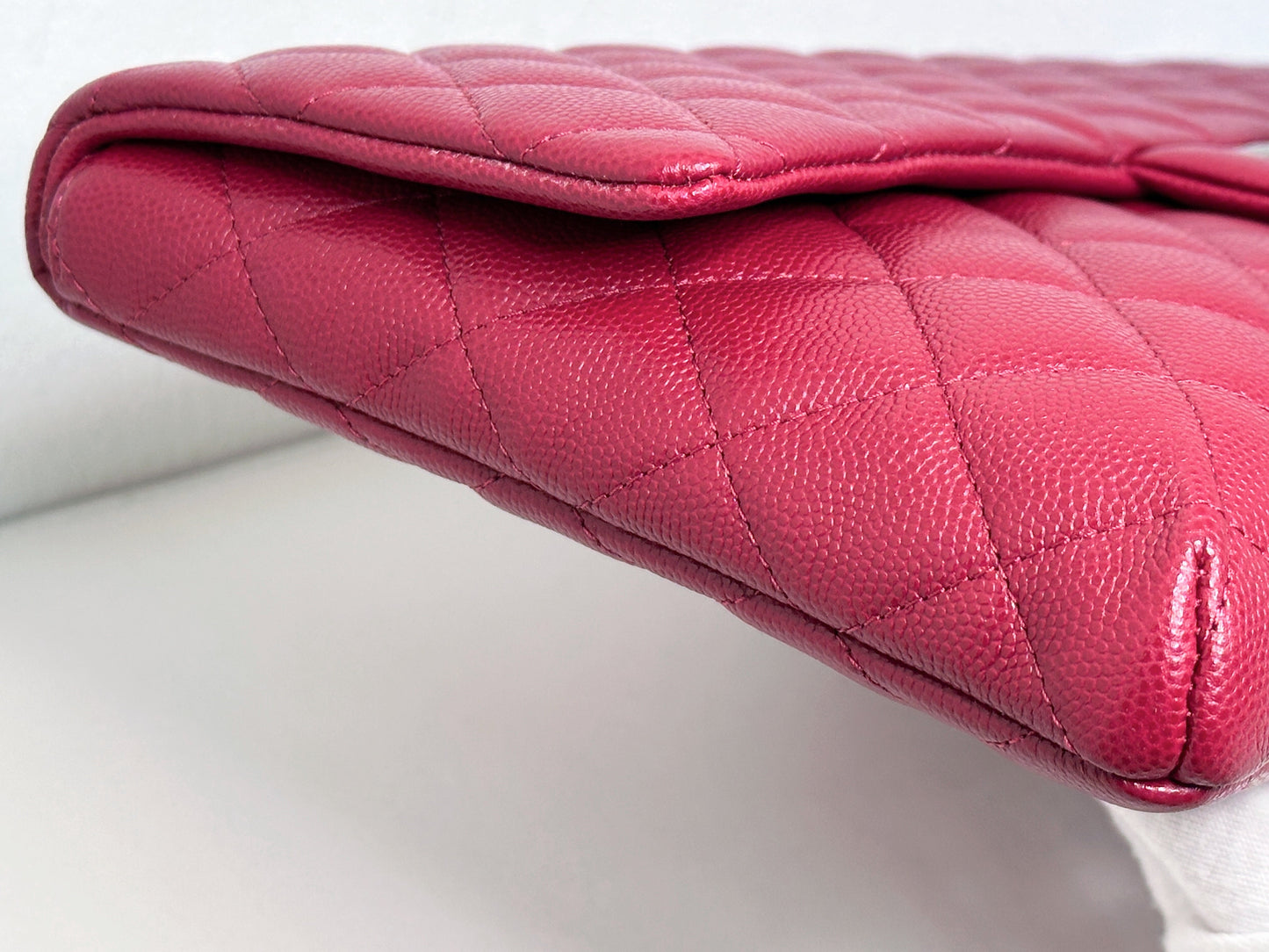 Chanel Flap Clutch Bag Red Caviar SHW 2645 holo card