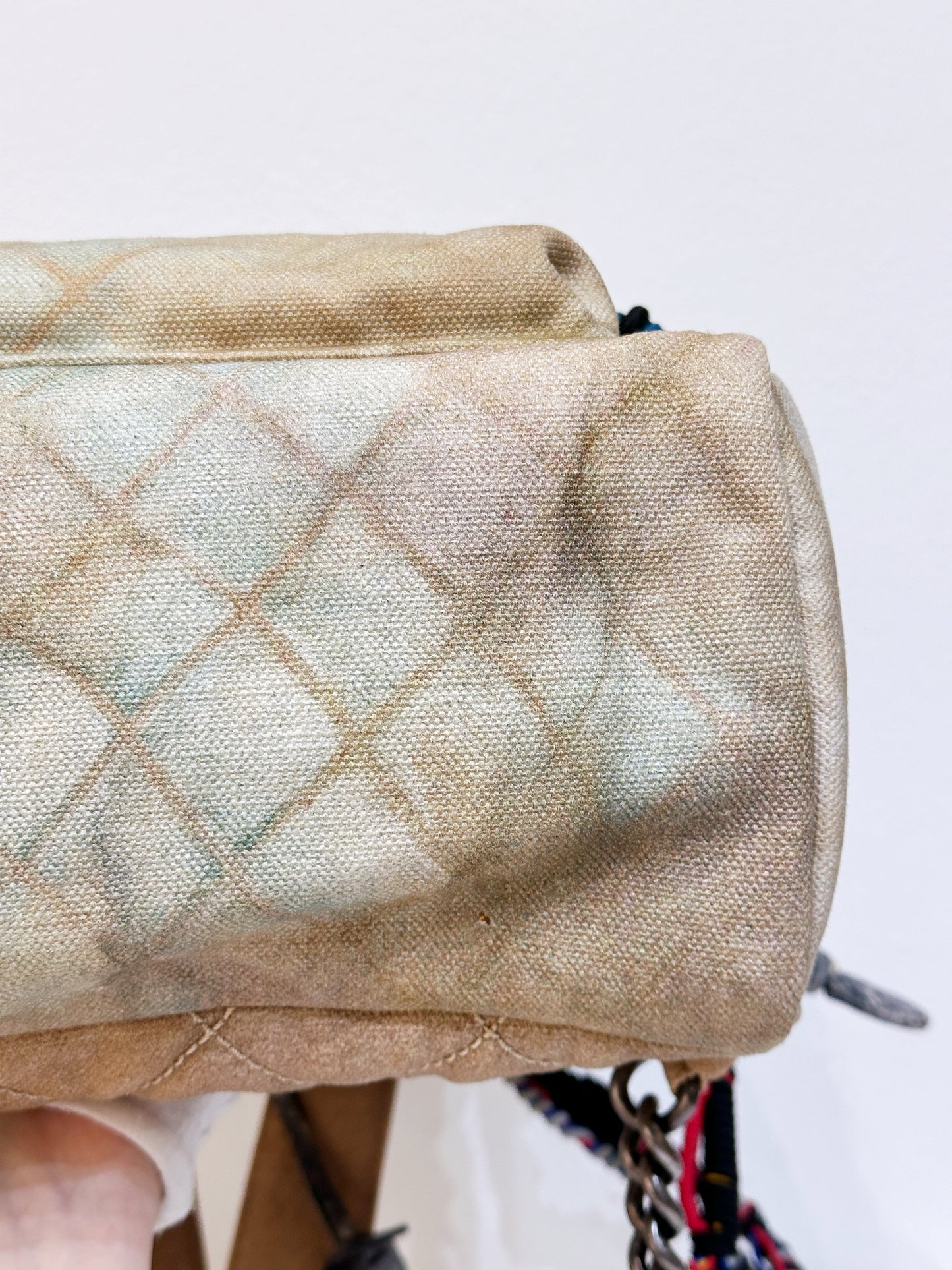 Chanel Graffiti Printed Canvas Medium Backpack Beige 1958 holo card