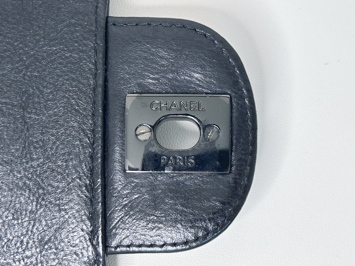 Chanel Quilted Mini Square Flap So Black Crumpled Calfskin 2417 holo card