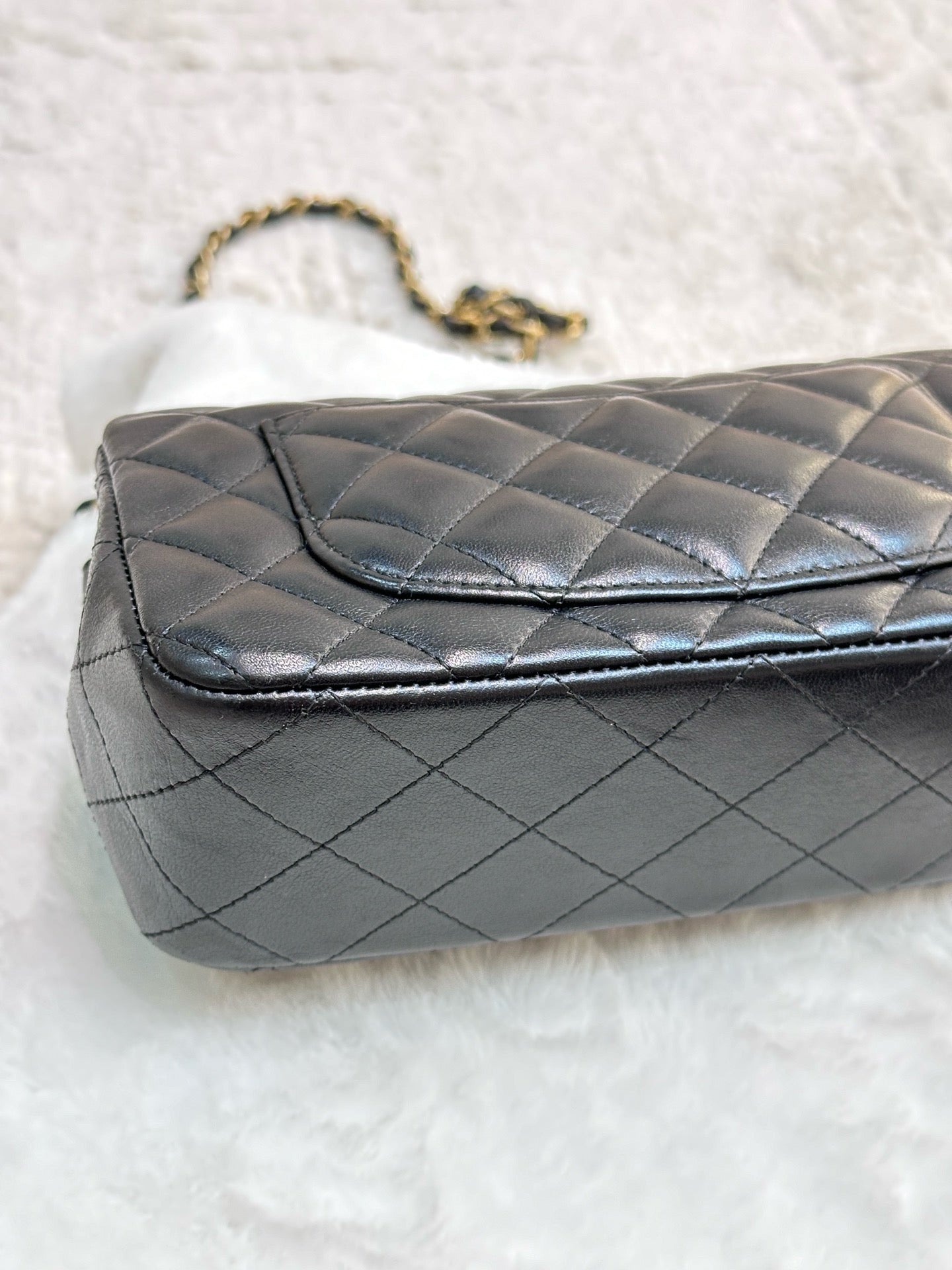 Chanel Mini Rectangular Lambskin Quilted Studded Flap Black