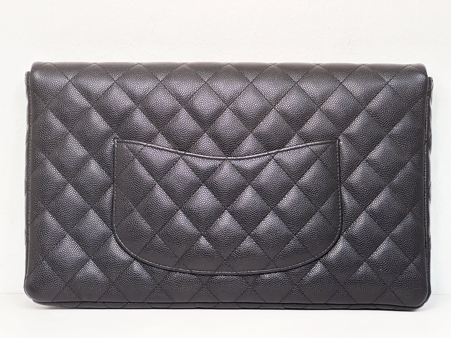 Chanel Quilted Caviar Classic Clutch GHW Black 2683 holo card
