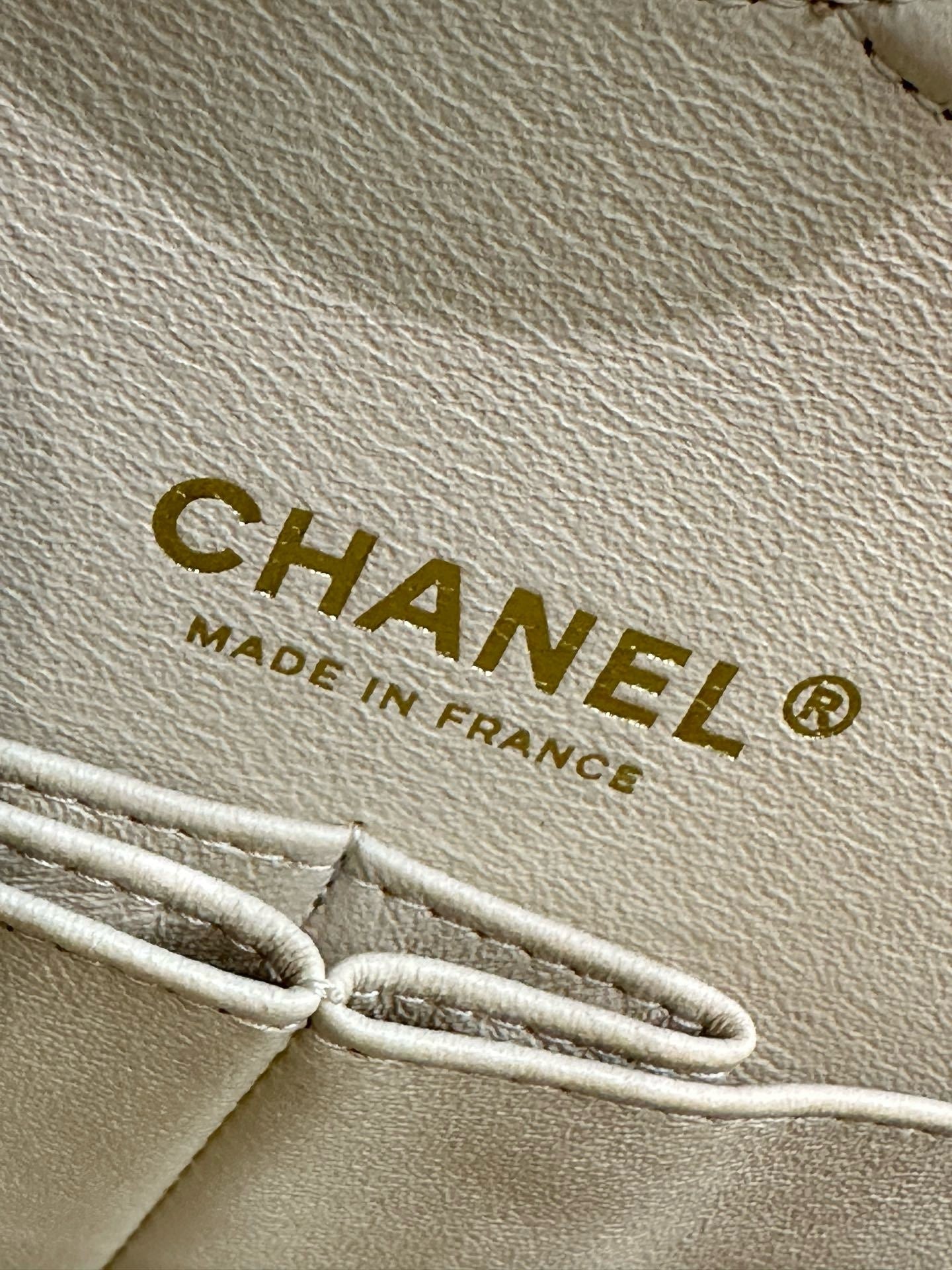 Chanel Small Classic Quilted Double Flap Ivory Light Beige 20C LGHW