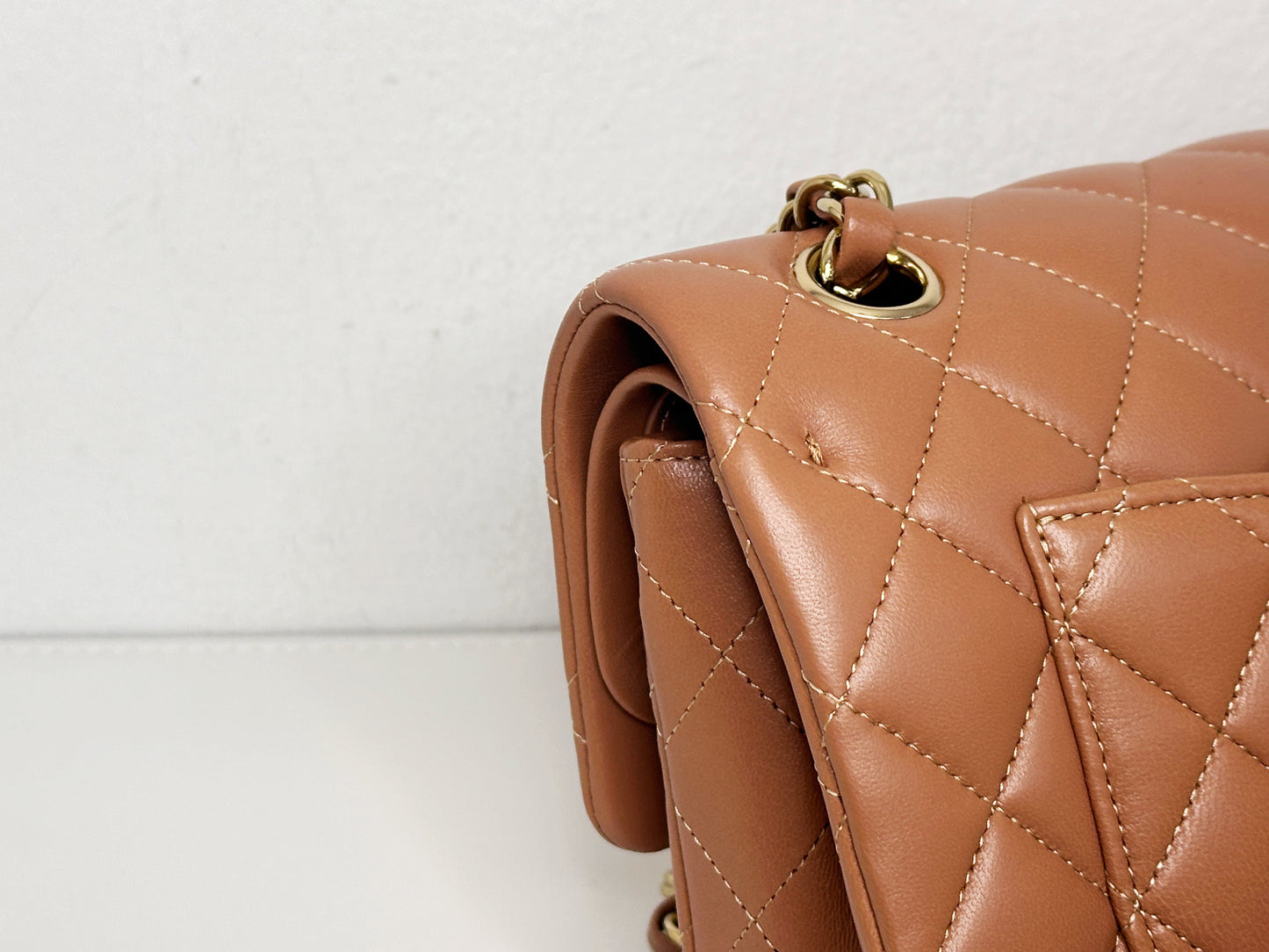 Chanel Small Lambskin Classic Double Flap Bag Dark Beige LGHW
