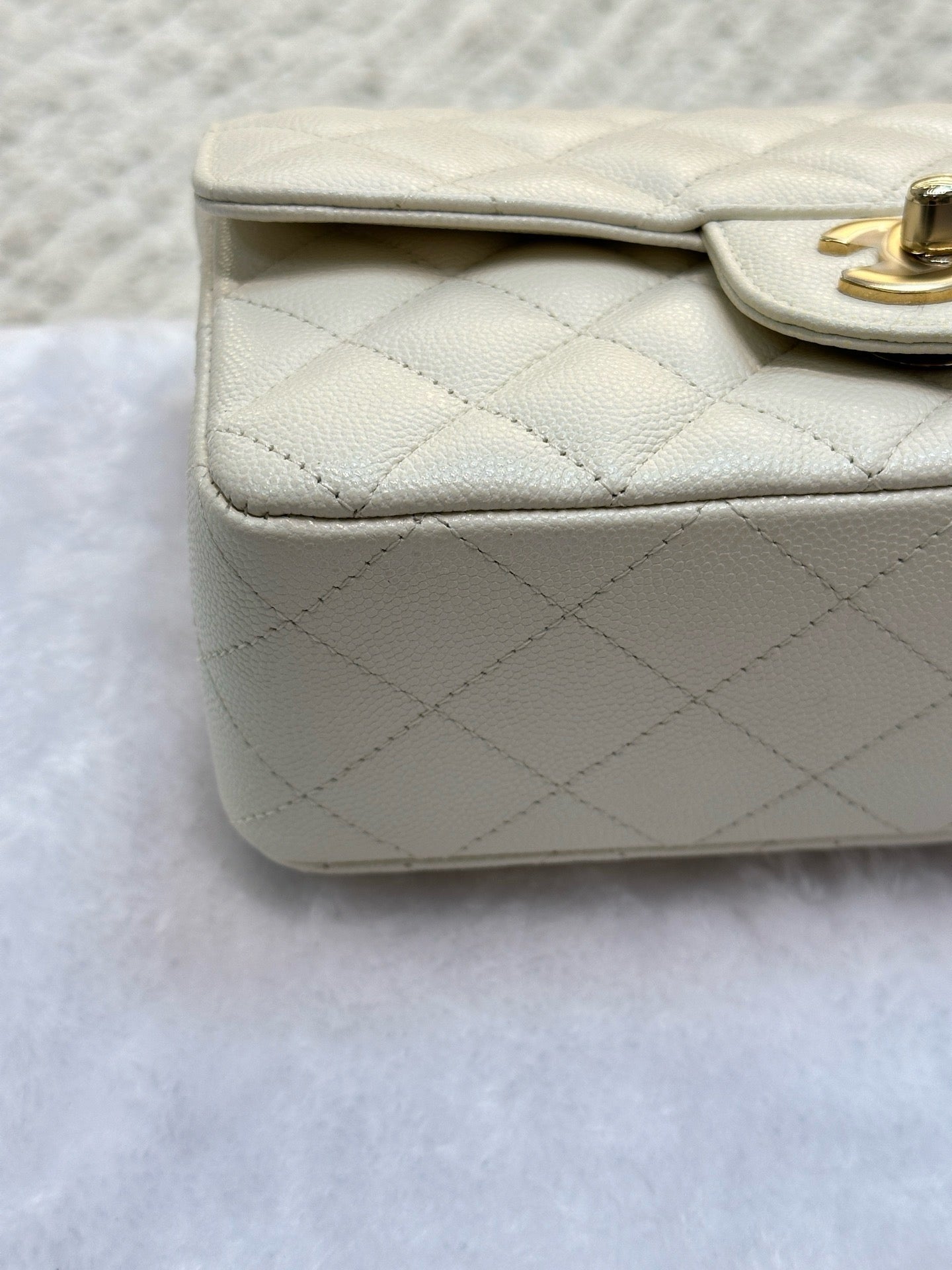 Chanel Mini Rectangle Caviar Ivory 17C GHW